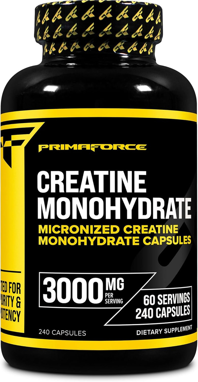 Creatine Monohydrate Capsules – 240 Capsules, 3,000Mg per Serving, Gluten Free a