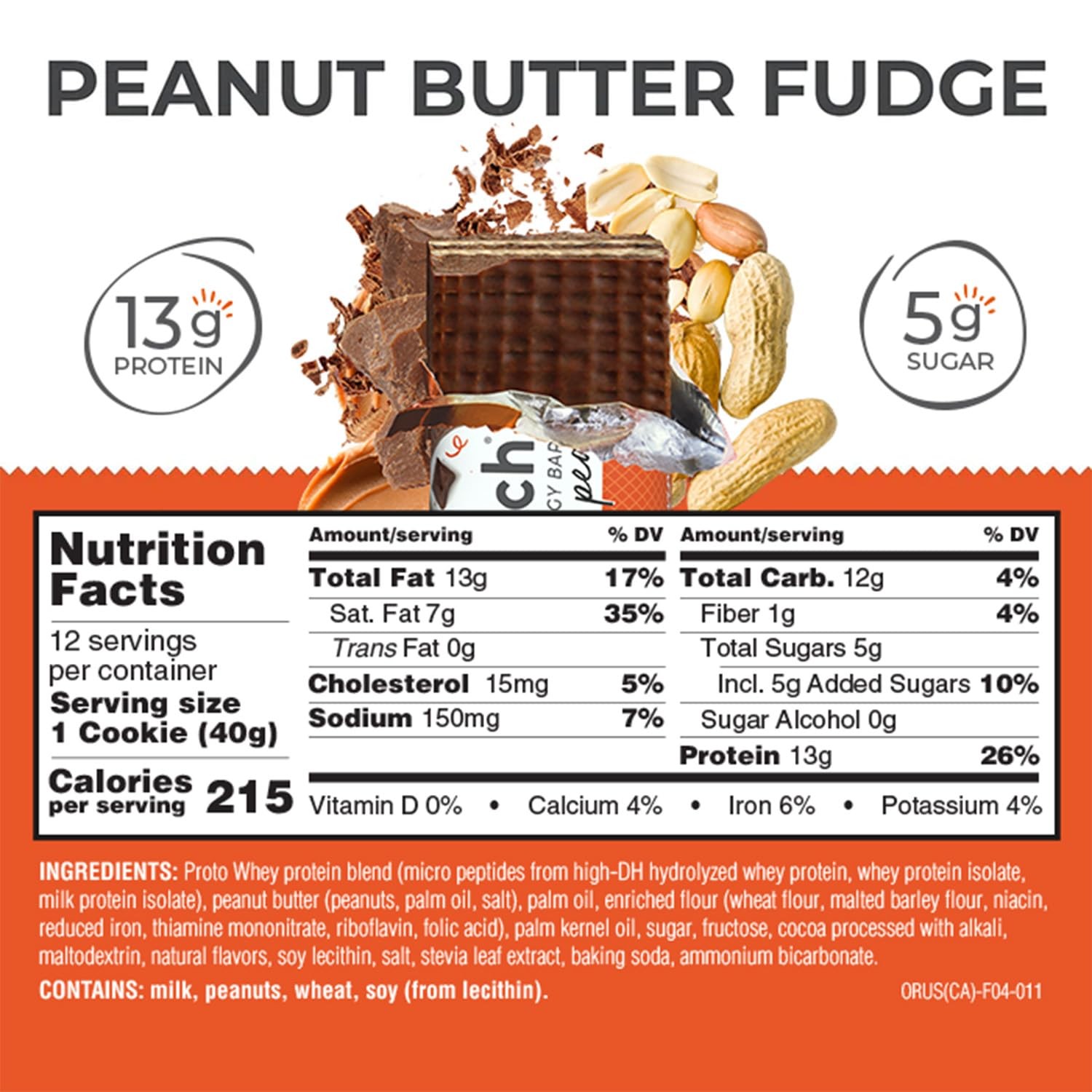 Crunchy Protein Energy Bar Peanut Butter Fudge Butter Fudge – 1.4oz (12-Pack)