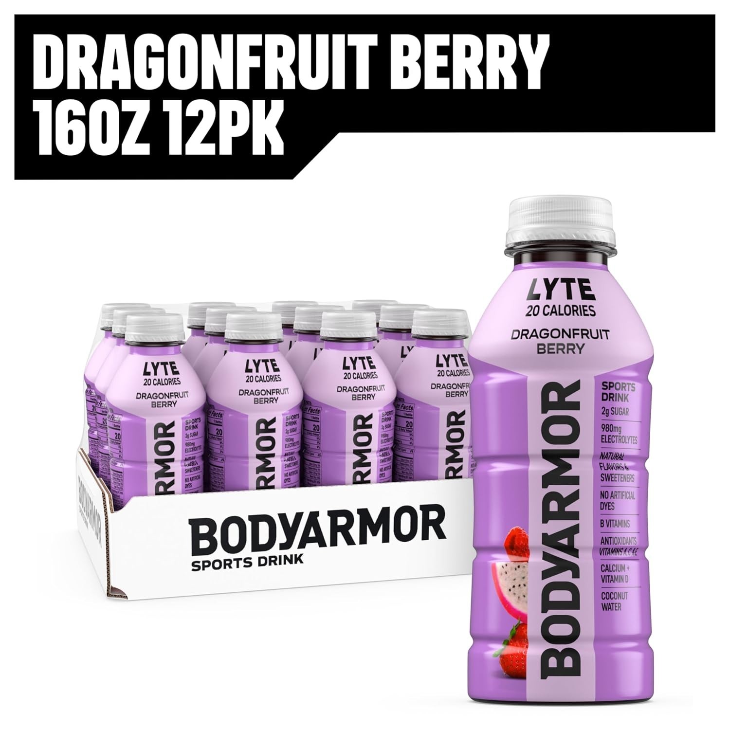 12 Bottles of LYTE Dragonfruit Berry Electrolyte Drinks – Packed with Nutrients