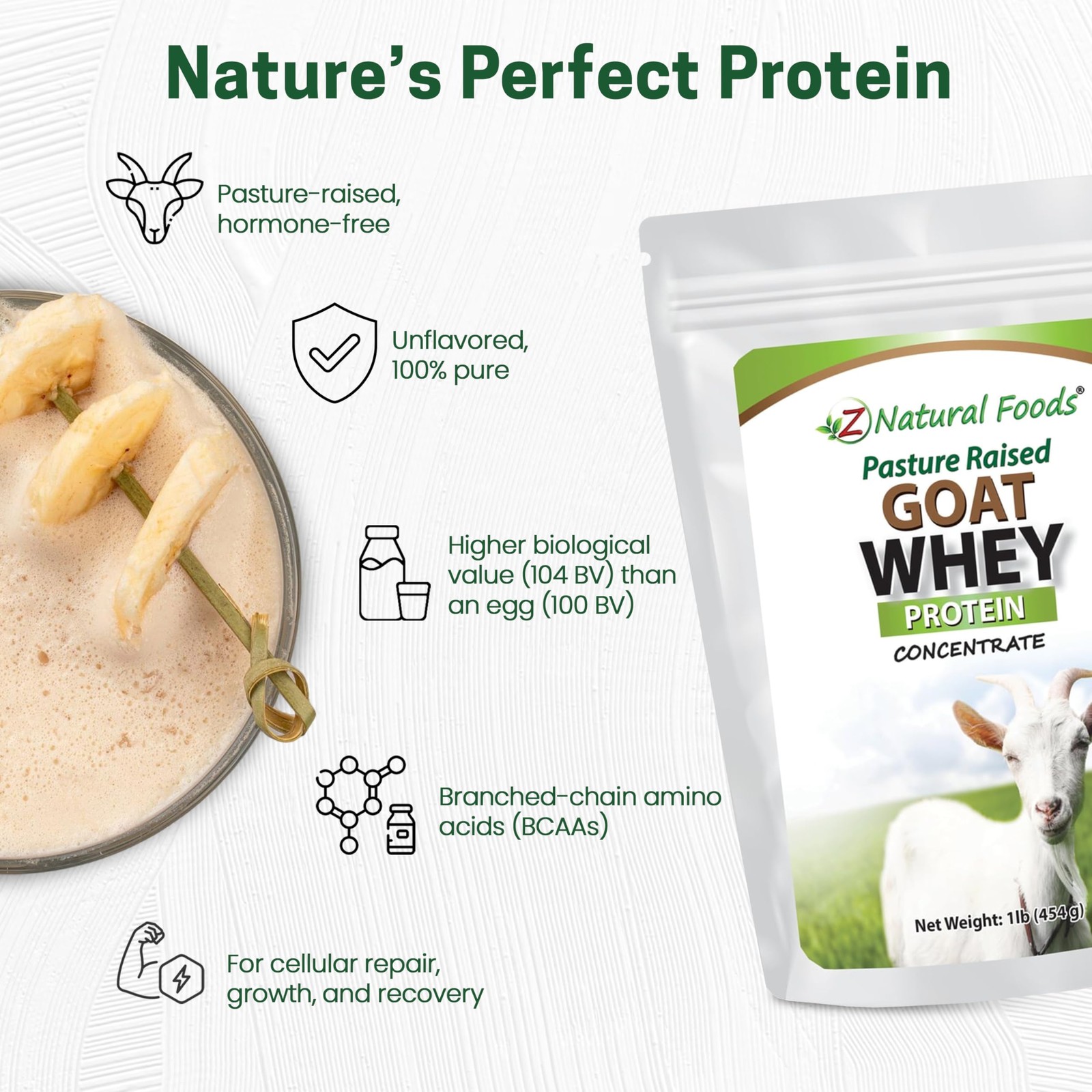 Goat Whey Protein Powder Concentrate – Undenatured, Unflavored, Pasture Raise…