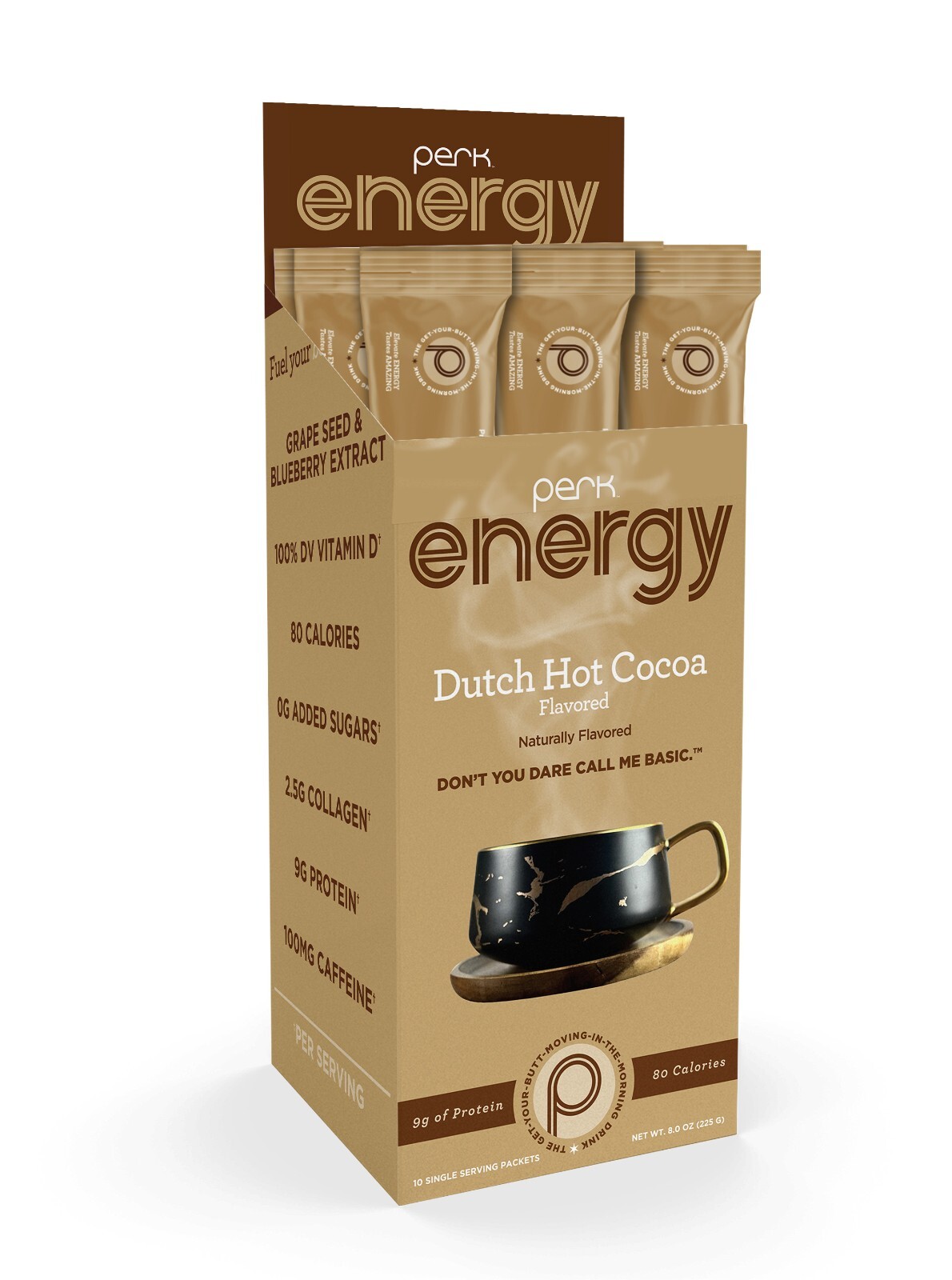 Perk Energy Original Dutch Hot Cocoa Flavored Drink Powder (10 Servings)