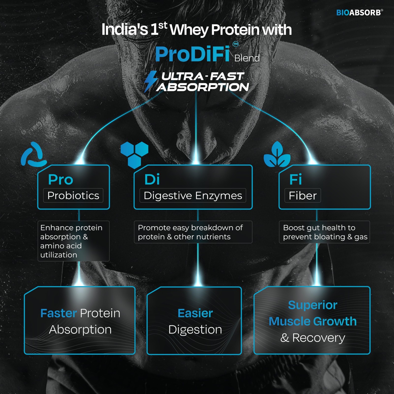 Nutrabay BioAbsorb Whey Protein 26g Milk Chocolate Fast Recovery 500g