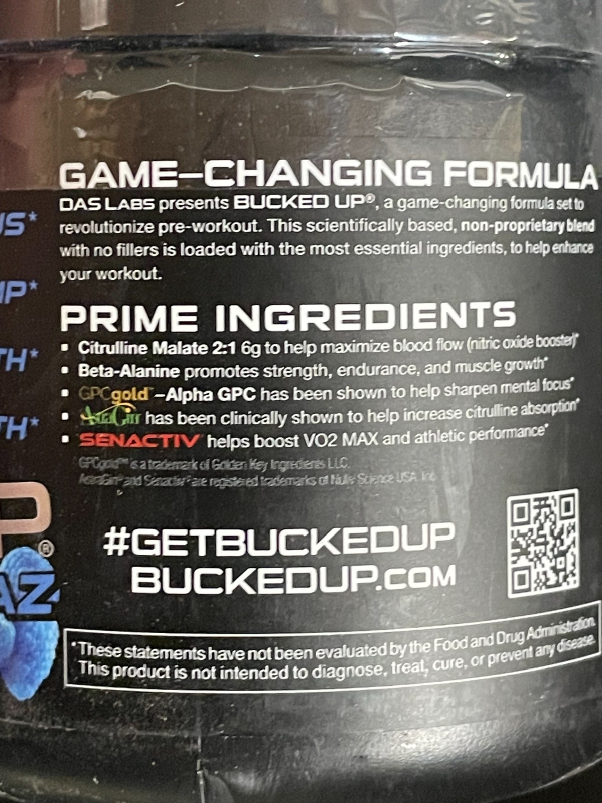 Bucked Up Pre-Workout BLUE RAZ Exp 5/2027 20 Servings
