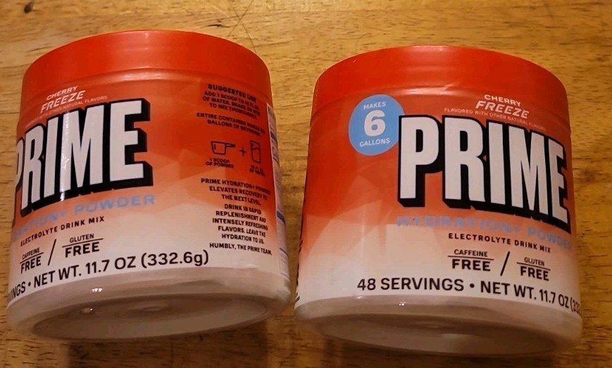 Lot of 2 Prime Cherry Freeze Hydration Powder Electrolyte Drink Mix 96 Servings