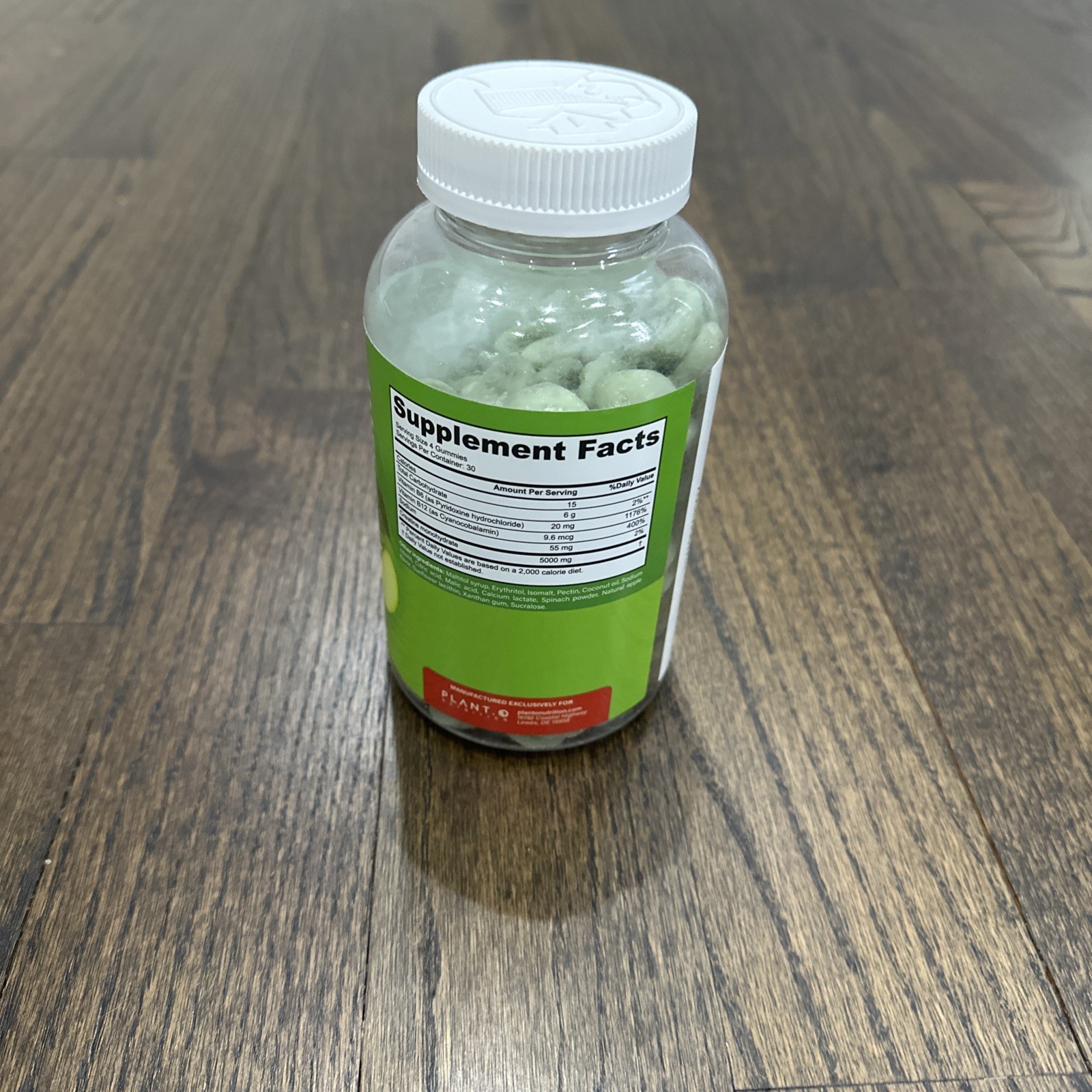 PLANT.O NUTRITION Creatine Monohydrate Gummies Sugar Free 120 Count Green Apple
