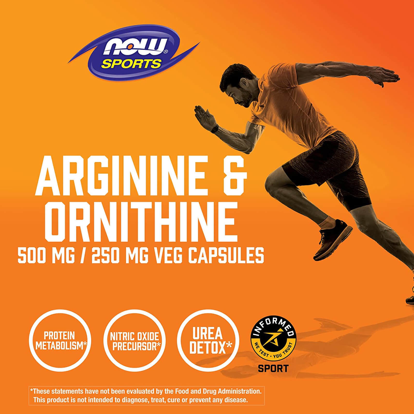 NOW FOODS Arginine & Ornithine 500 mg 250 mg 100 Veg Capsules