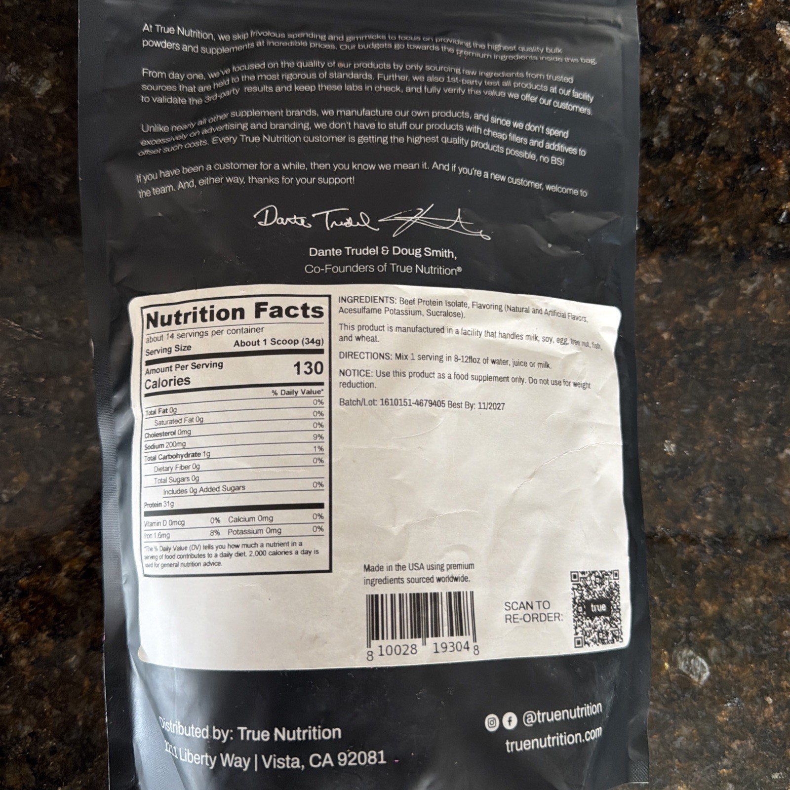 True Nutrition- Grass-Fed Beef Protein Isolate-Chocolate Peanut Butter Cup