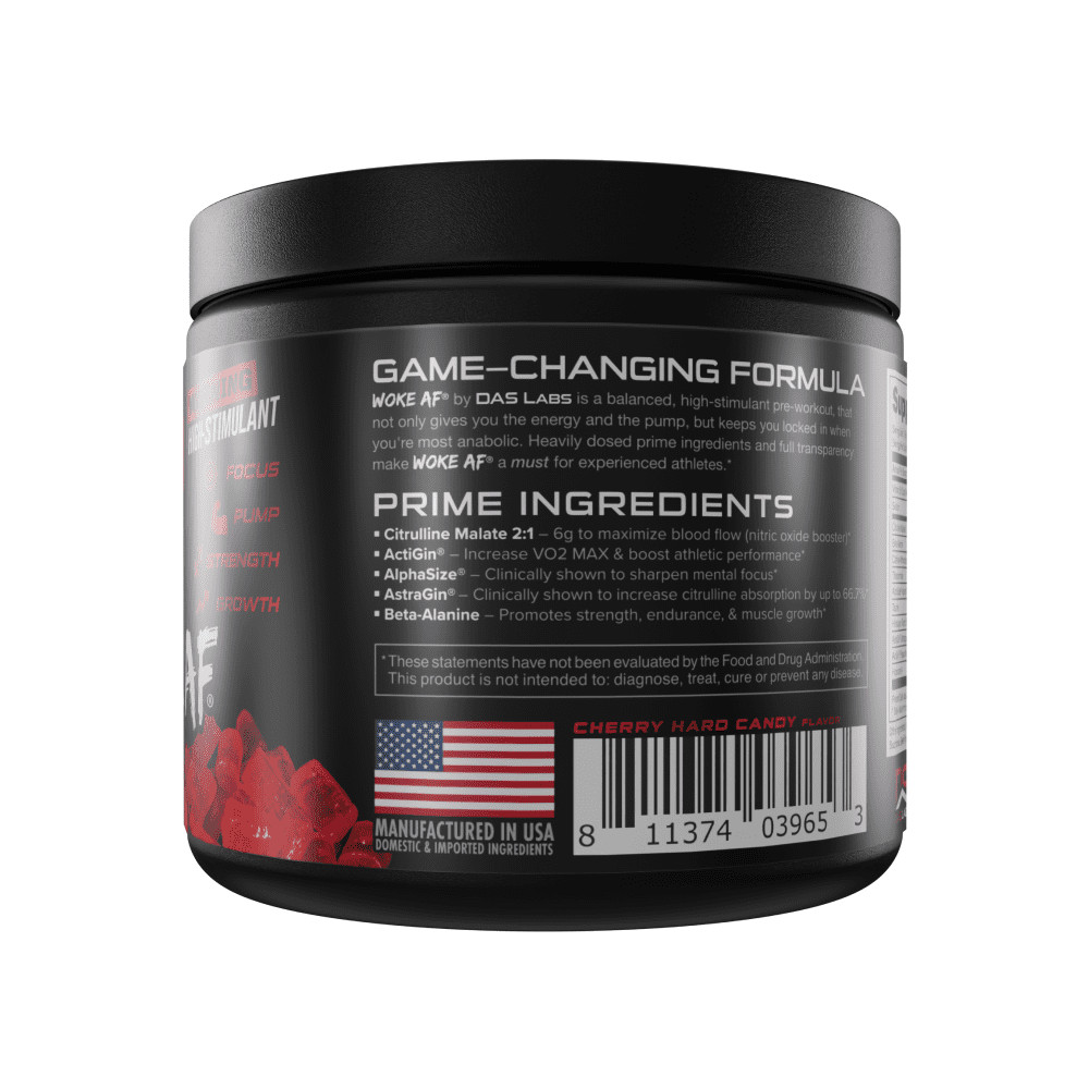 Bucked Up Woke AF Pre-Workout Powder, Increased Energy, Cherry Candy
