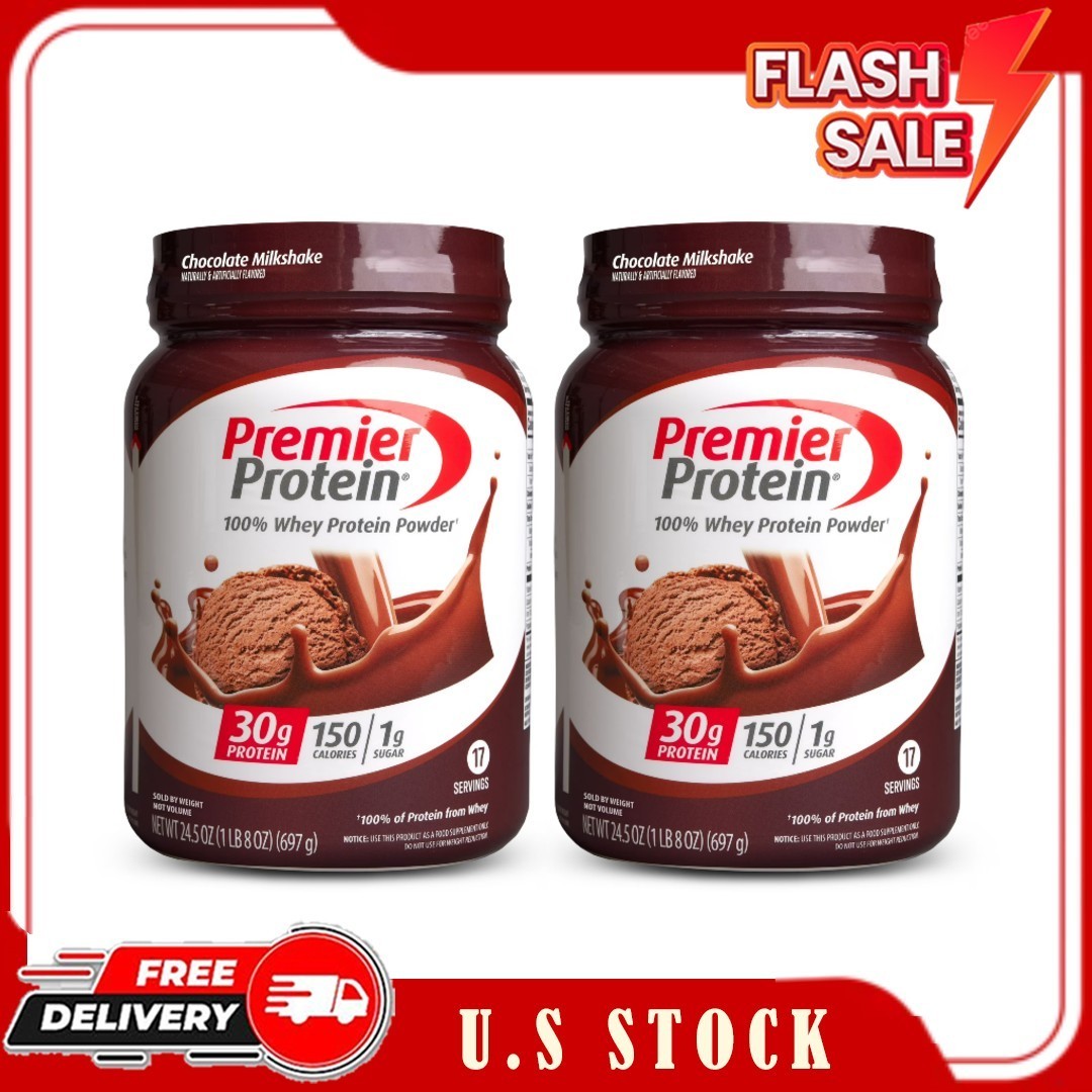 2 Pack Premier Protein 100% Whey Protein Powder, Chocolate Milkshake, 24.5 oz