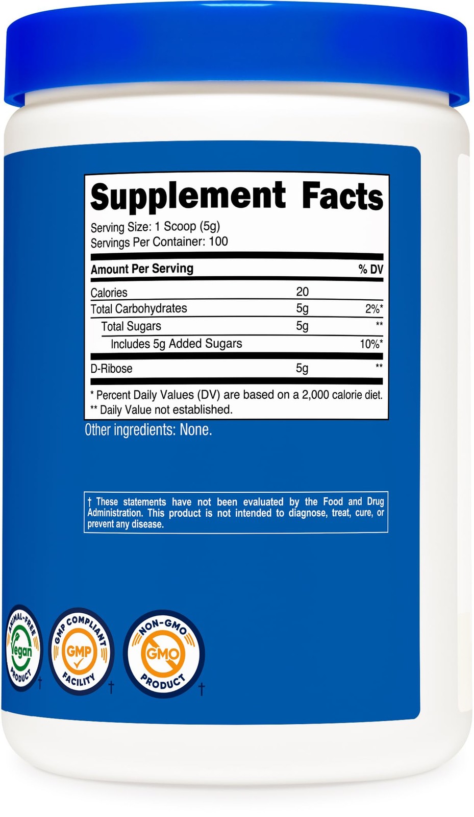 Nutricost D-Ribose Powder 500 Grams – 1.1 Pound (Pack of 1), Multicolor