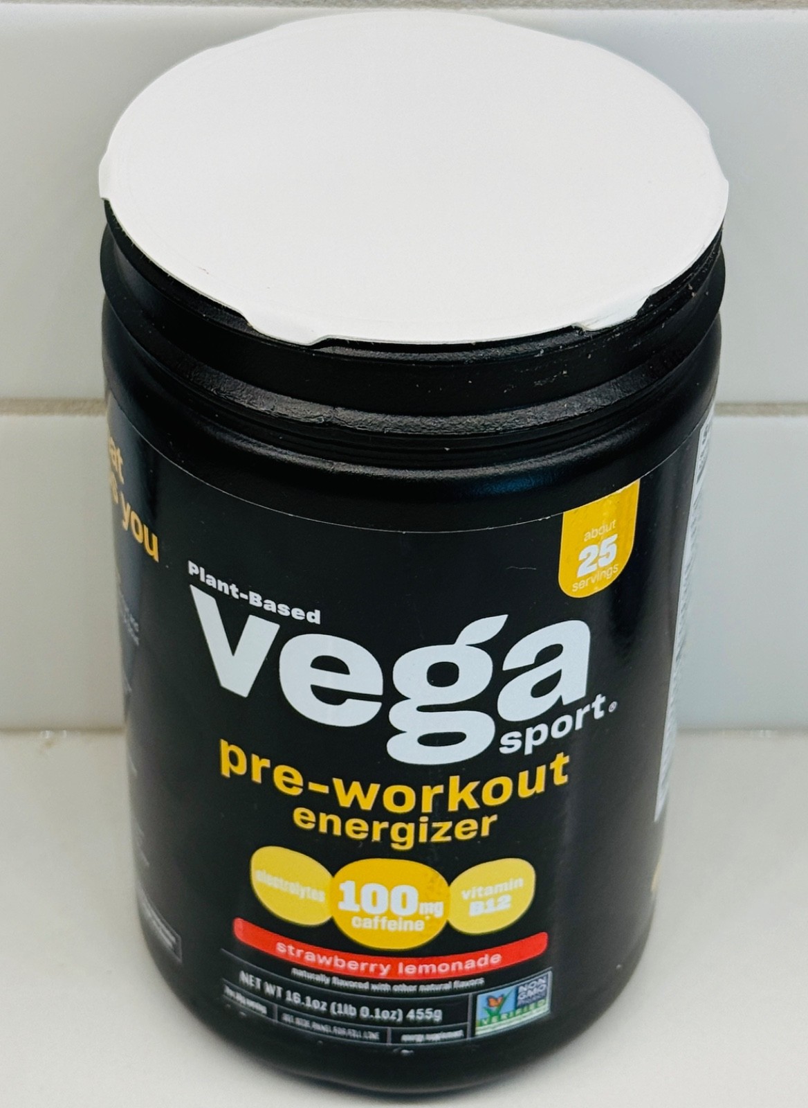 Vega Sport Plant-Based Pre-Workout Energizer Strawberry Lemonade 1 LB 1oz New