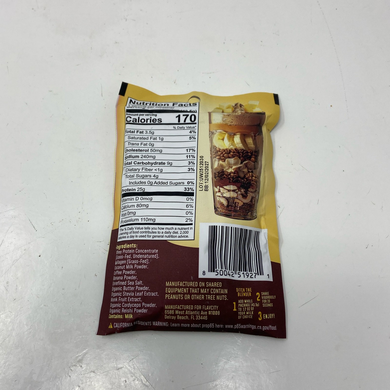 FlavCity Butter Coffee Protein Smoothie Packet, 1.53 oz Single-Serve