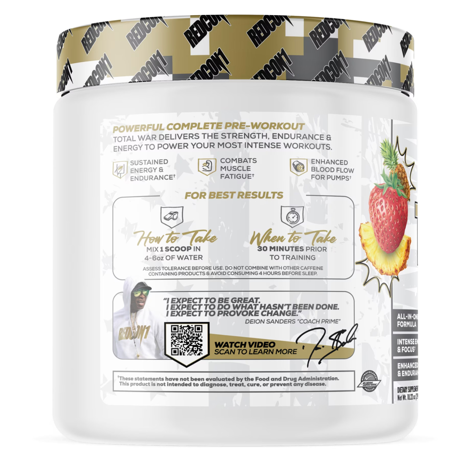 REDCON1 Total War Pre Workout Powder Primetime Punch 20 Servings Energy Focus