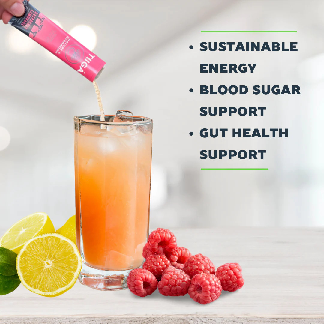 TIIGA Drink Mix – Vitamin C / Prebiotics / Vitamin B12 – RASPBERRY LEMONADE 6pk