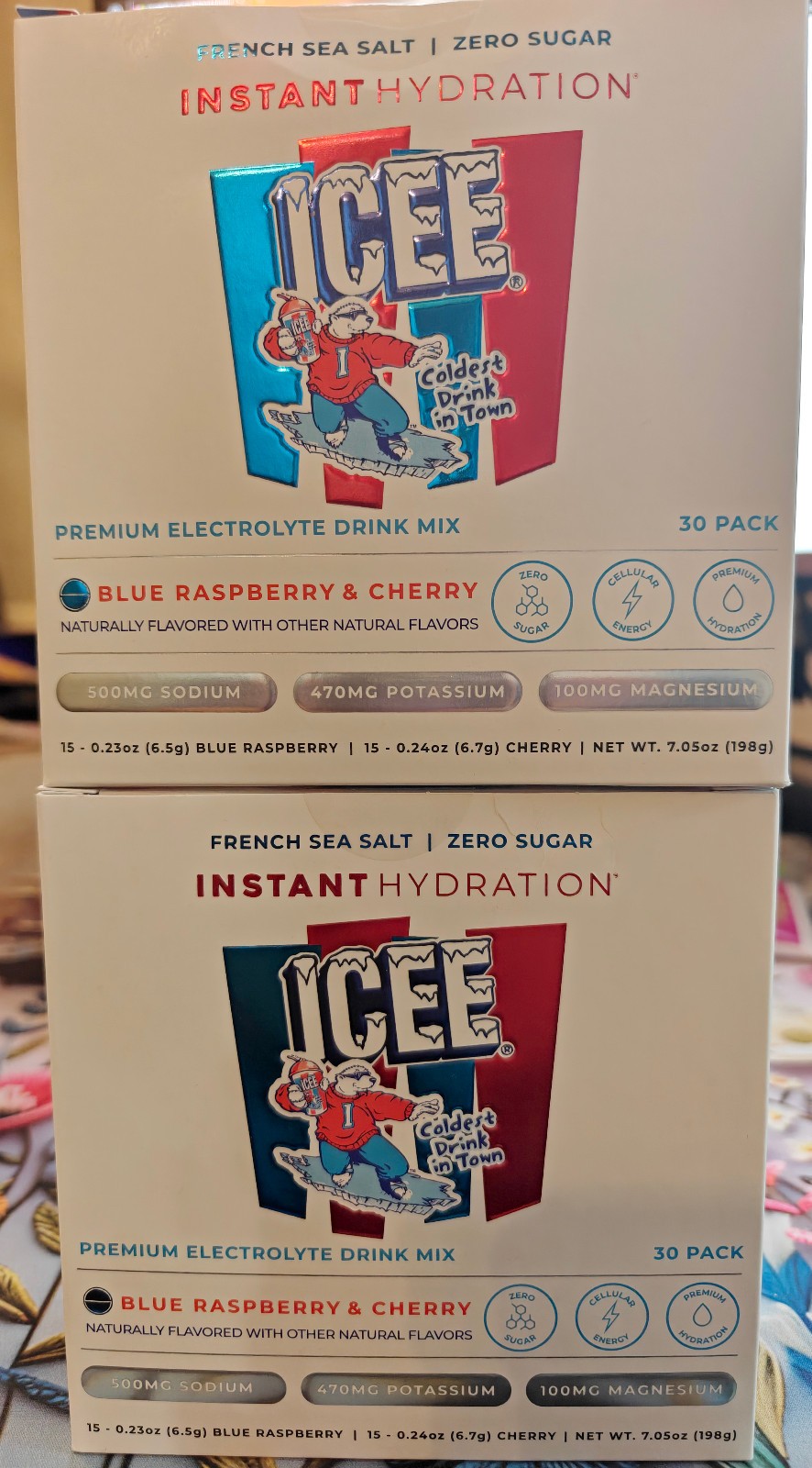 ICEE Instant Hydration Electrolyte Drink Mix 60 Pack Blue Raspberry & Cherry NEW