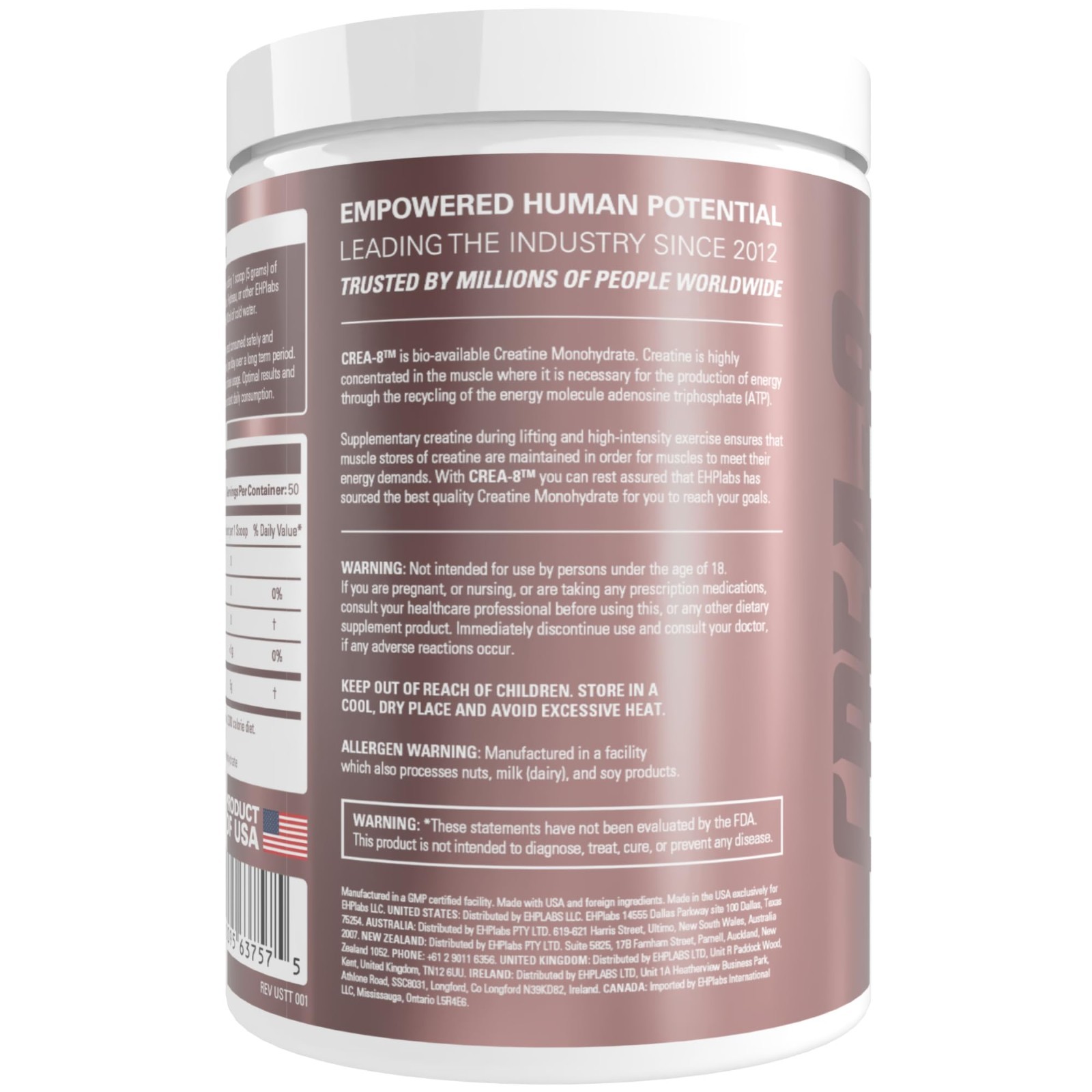 Micronized Creatine Monohydrate Powder, Unflavored, 250g – 50 Servings for Muscl
