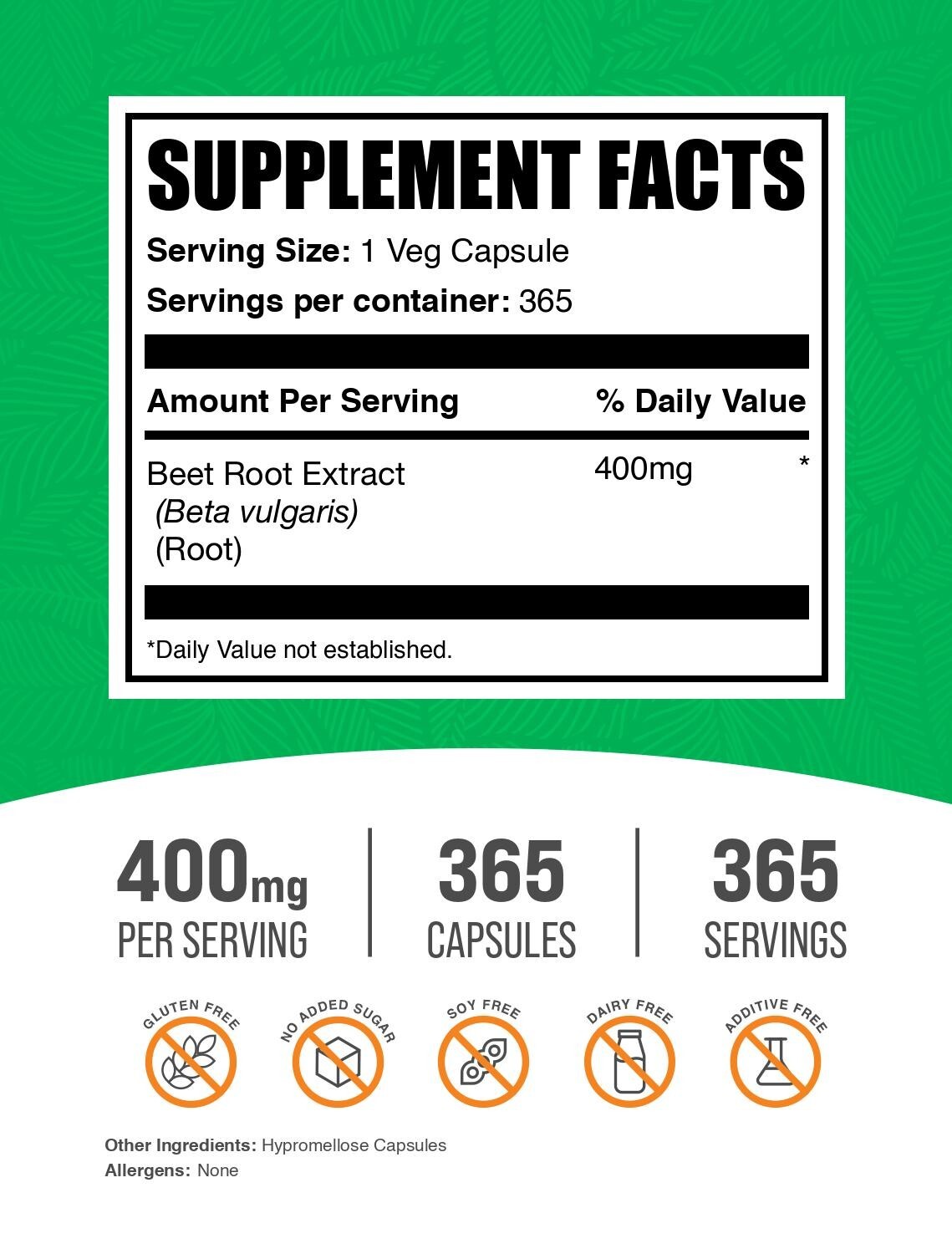 BulkSupplements Beet Root Extract 365 Capsules – 400mg Serving