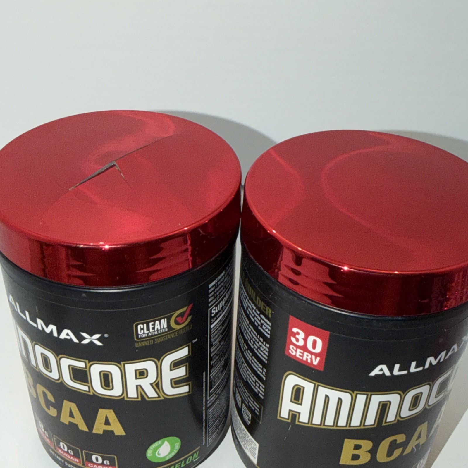 AllMax AMINOCOR BCAA, Watermelon, 0.76 lbs (345 g) Sealed , One Cap Has Crack