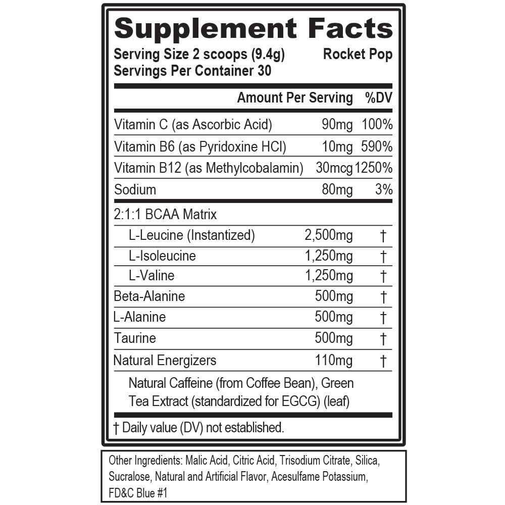 EVL BCAA Energy Supplement 30 Servings Preworkout Drink for Recovery and Energy