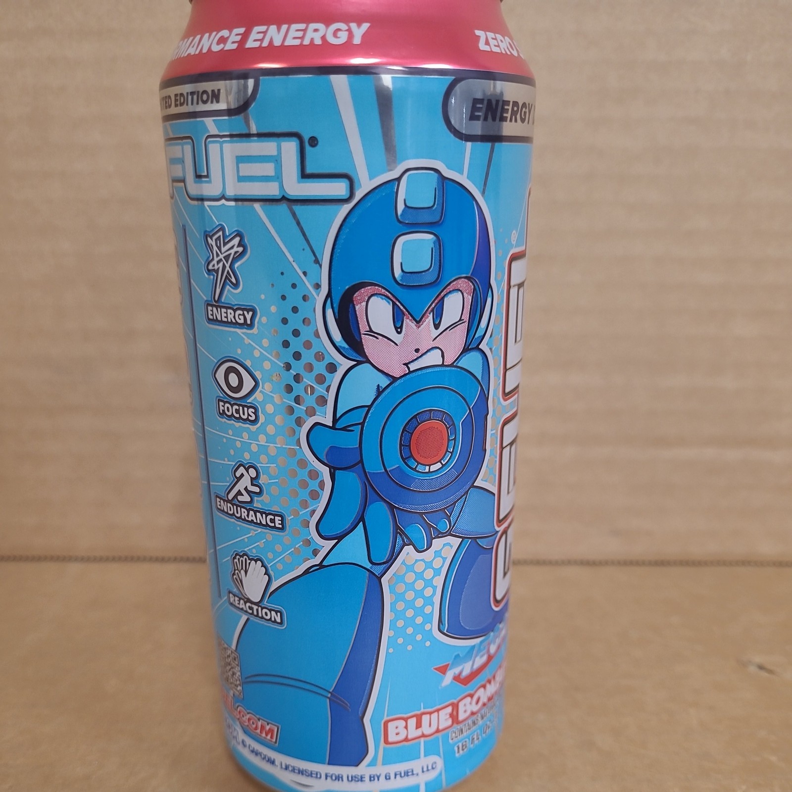 Megaman Blue Bomber Slushee G Fuel Energy Drink Full 16 FL OZ Limited Edition