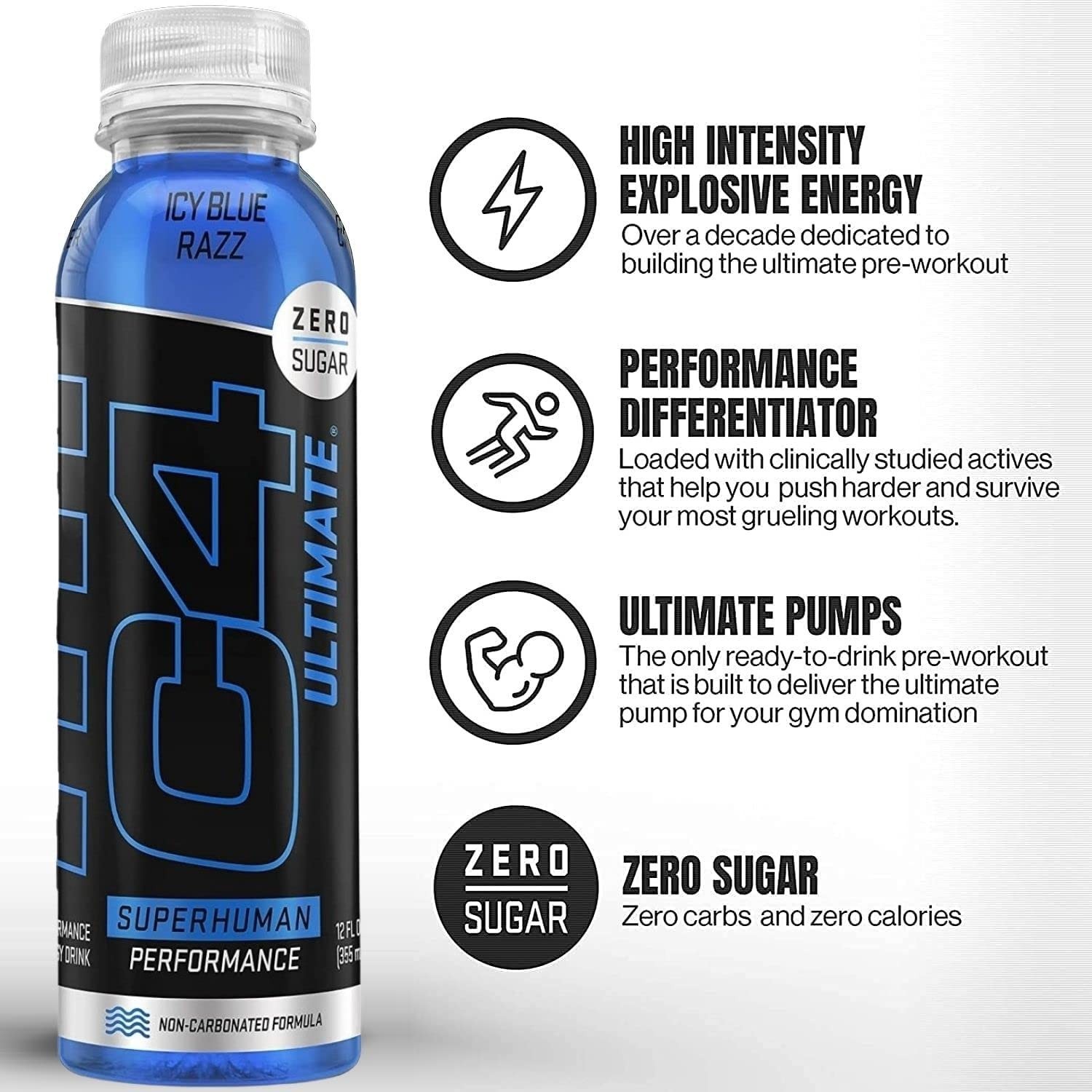 C4 Ultimate Non-Carbonated Zero Sugar Energy Drink, Pre Workout Drink + Beta …