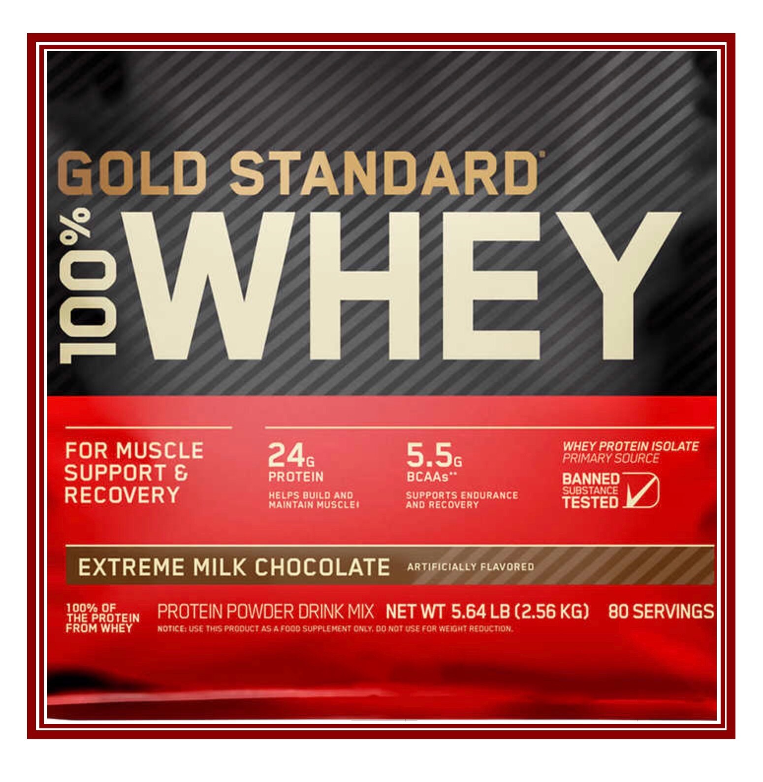 100% Whey Protein, Optimum Nutrition Gold Standard, 80 Servings, 24g Protein