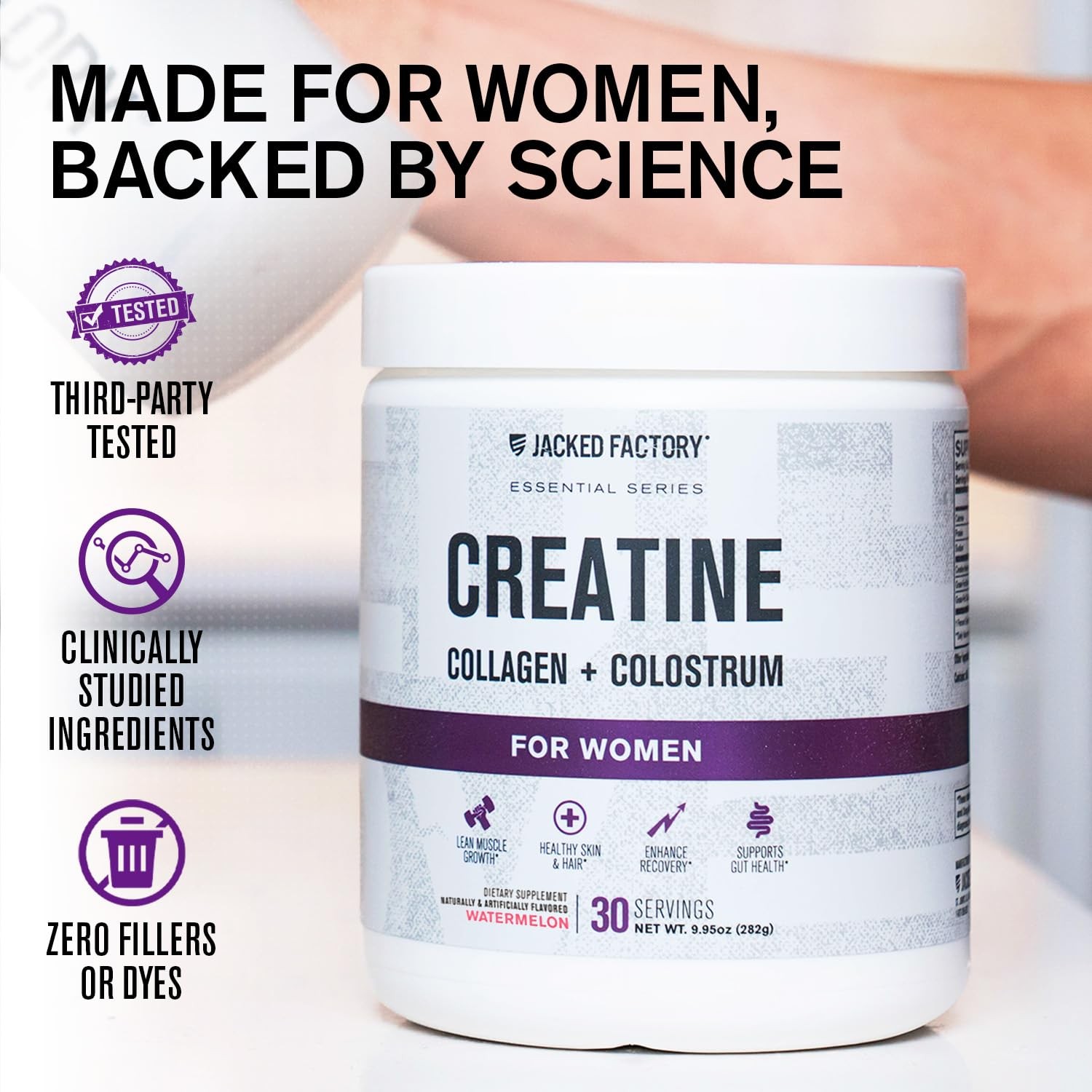 Creatine for Women – Creatine Monohydrate with Collagen + Colostrum to Suppor…