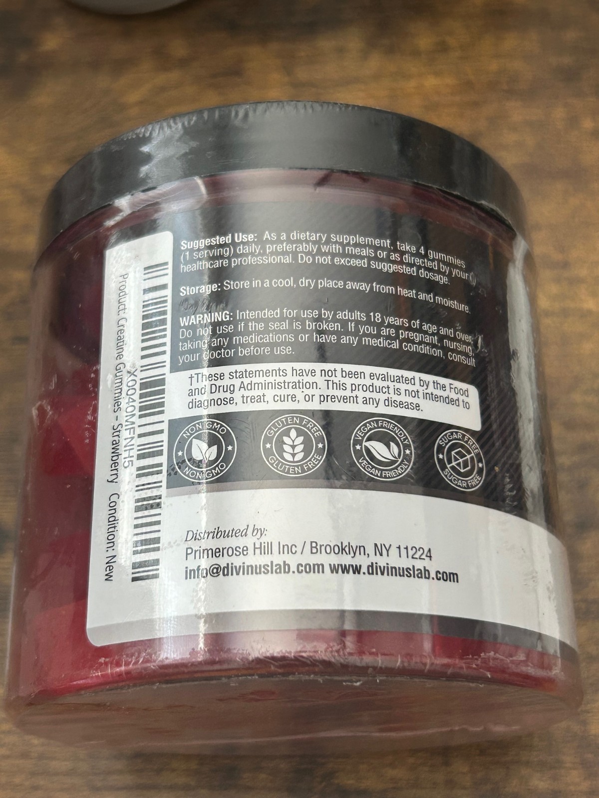 DivinusLab Creatine Monohydrate Gummies 5g Pre Workout For Building Muscle 120Ct