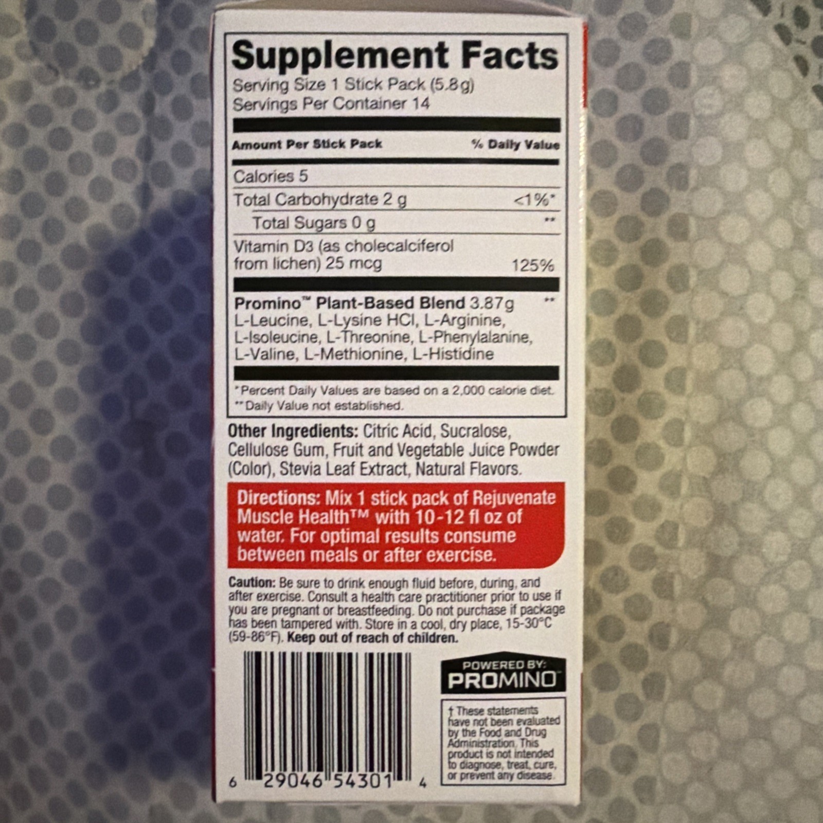 Rejuvenate Perfect Amino Acid Blend, 1 Stick = 20g Whey Protein, 5 Calories, Veg