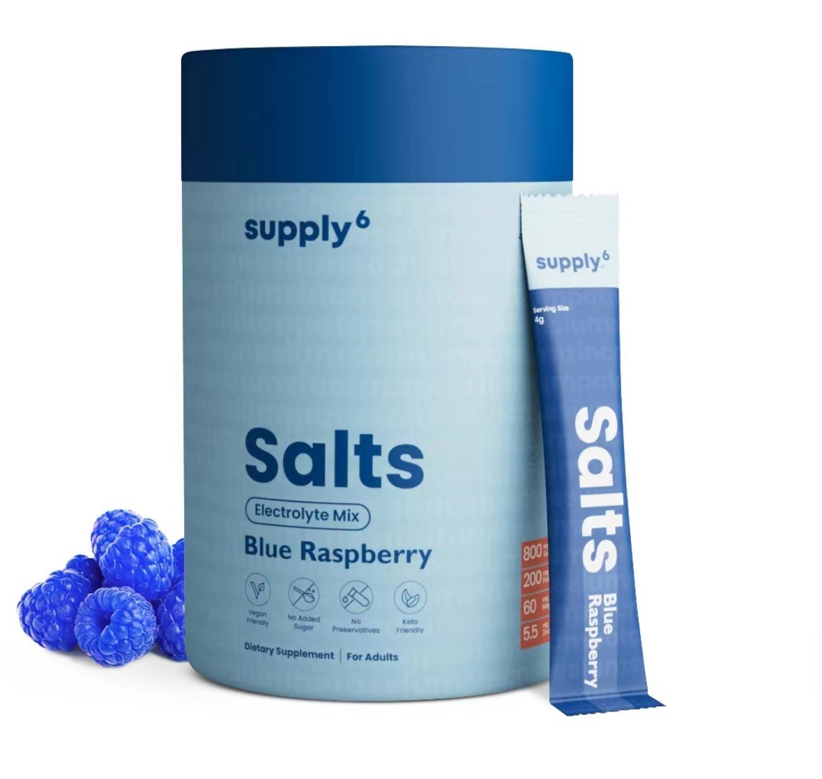 Electrolytes Mix – Hydration Boost, No Sugar, Blue Raspberry, 18 Sticks