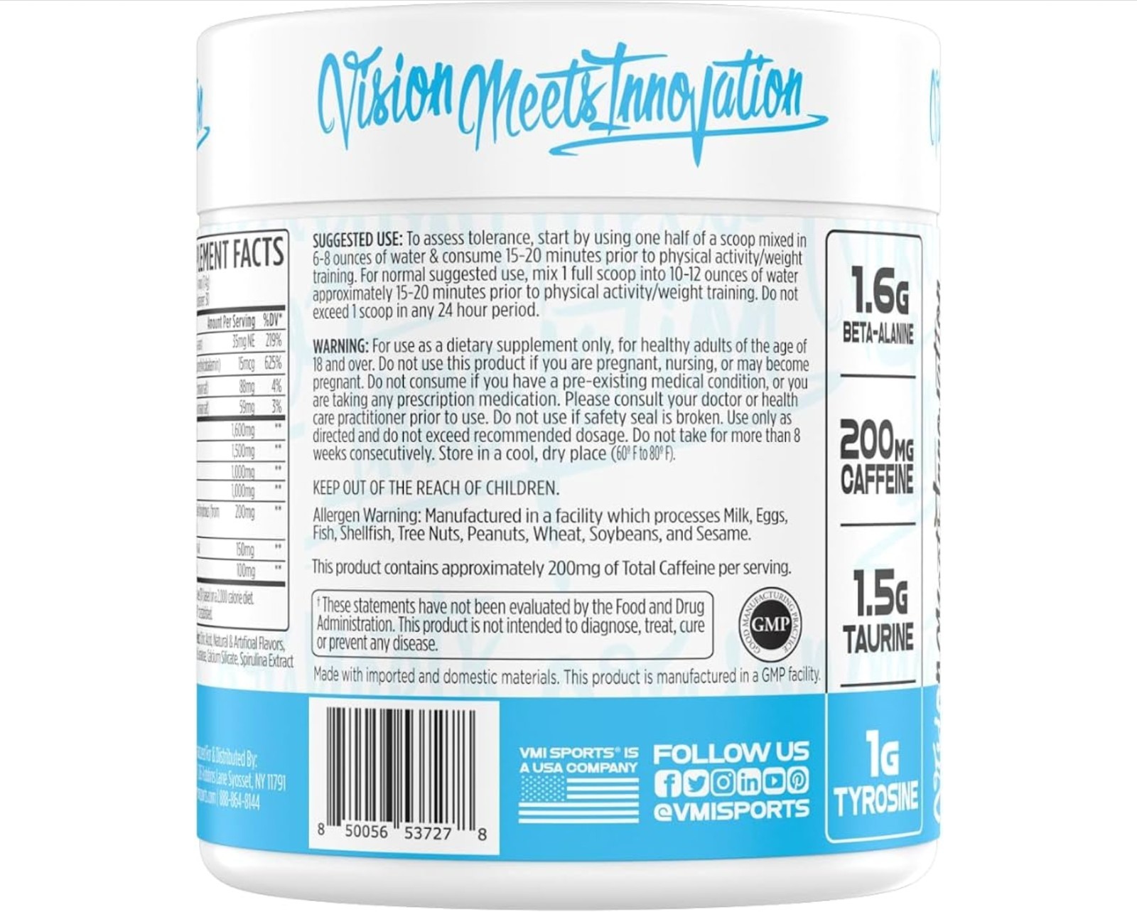 VMI Sports KXR SPORT Preworkout 8oz Size (30 Serv) BLue Shark Gum BEST BY 11/26
