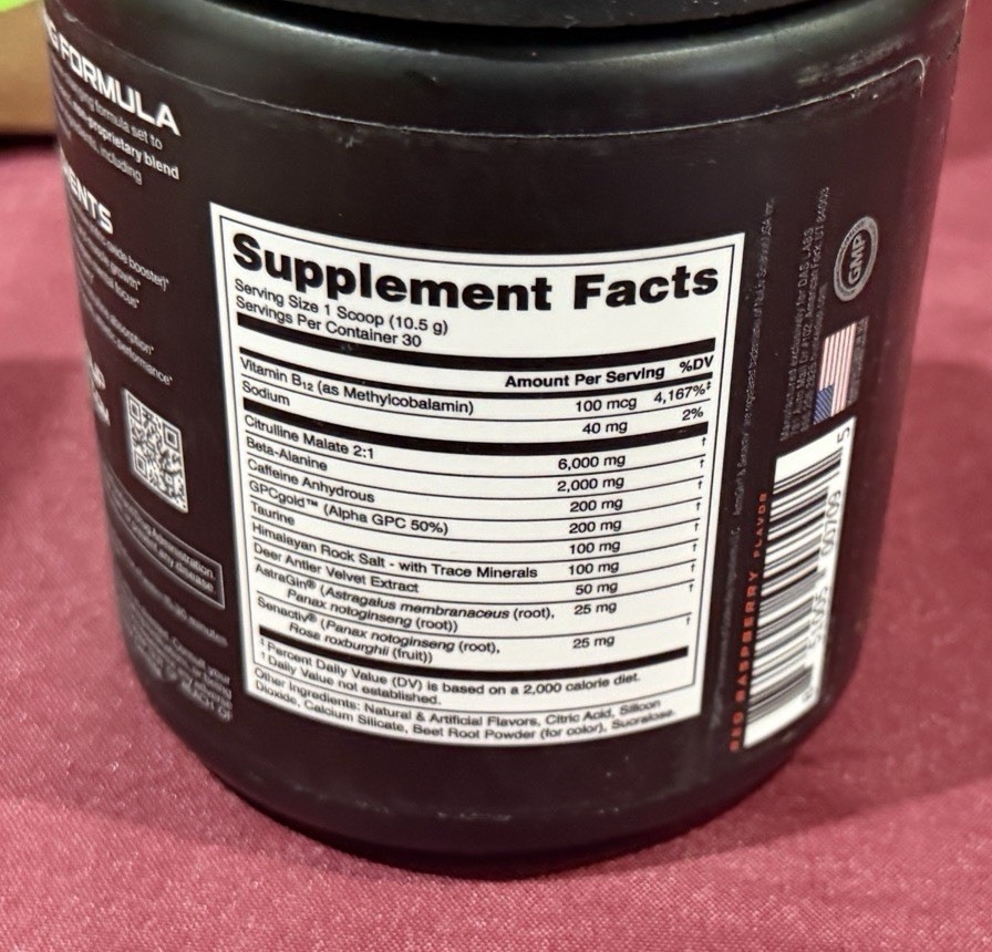 BUCKED UP – Pre-Workout Blood Raz 25 Serv 9.2 Oz Dietary Supplement