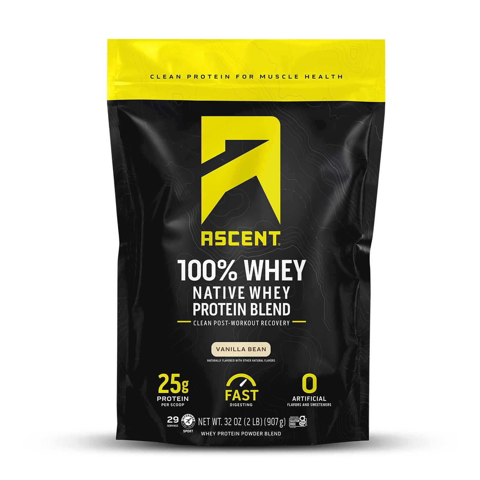 11/26 Ascent 100% Whey Protein Powder Post Workout Vanilla Bean 2 lb