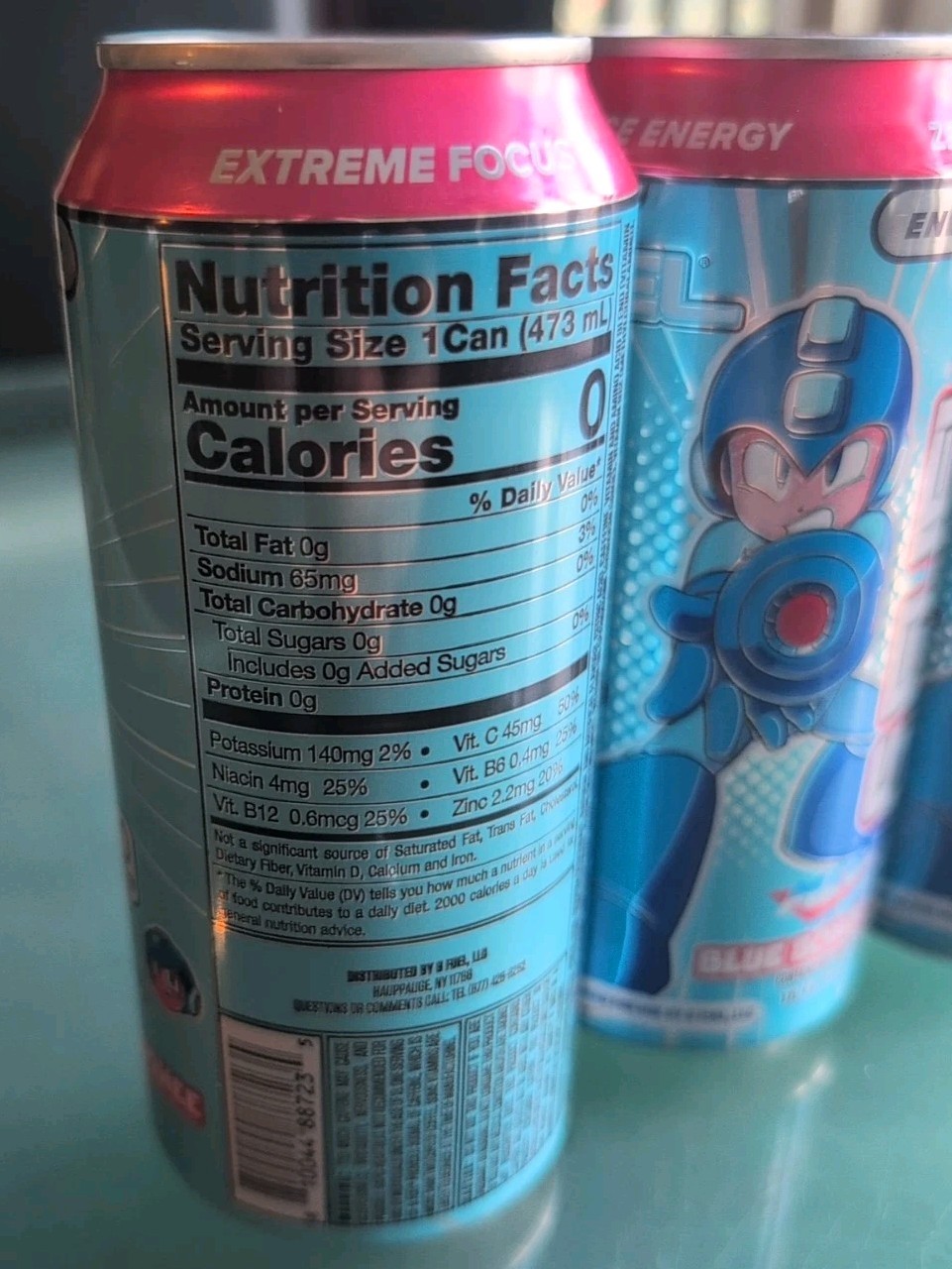 Limited Edition Megaman Blue Bomber Slushee GFuel Energy Drink Can 16oz 4 pack