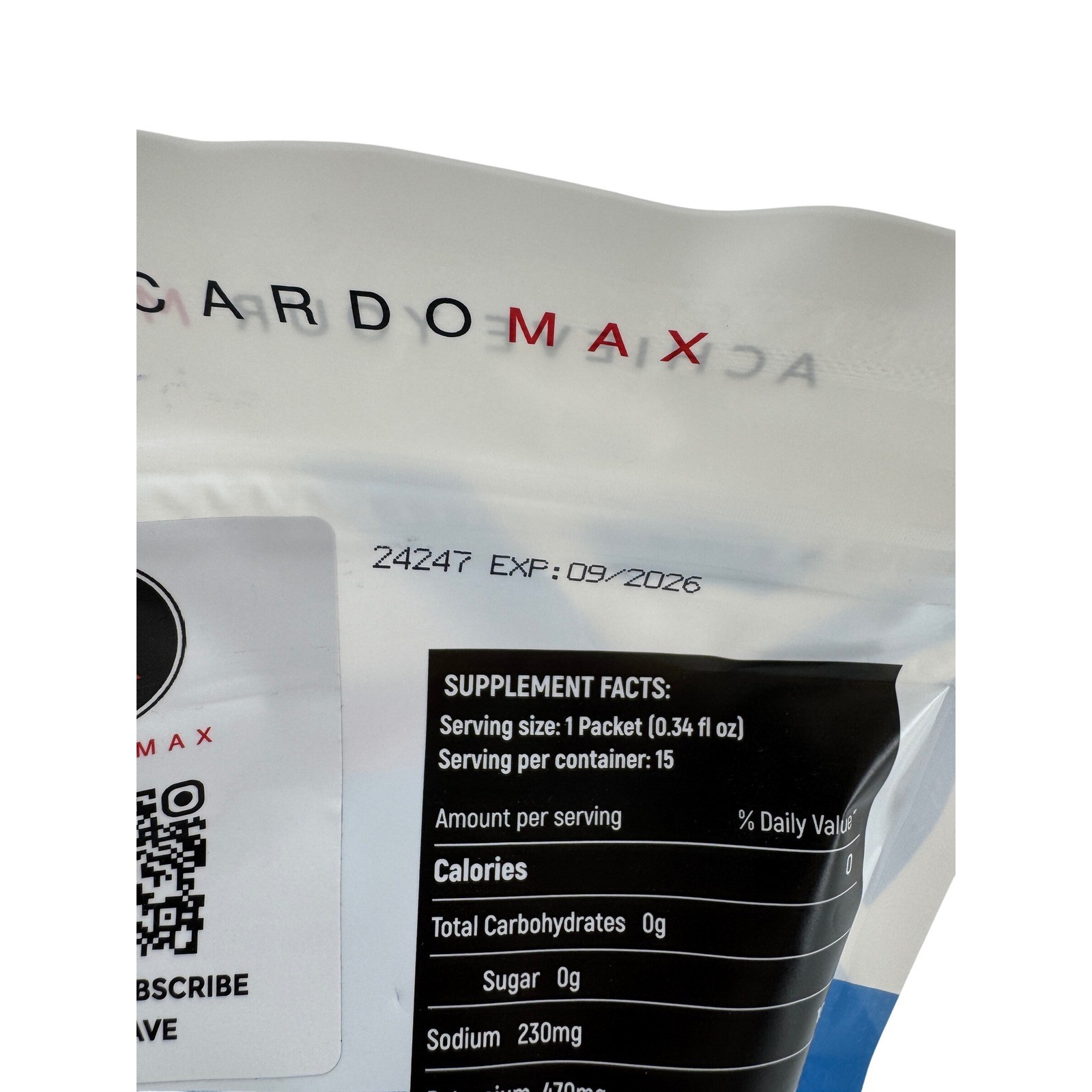 CardoMax Hydro Max Raspberry Liquid Hydration Packets 15 Count Exp 09/2026