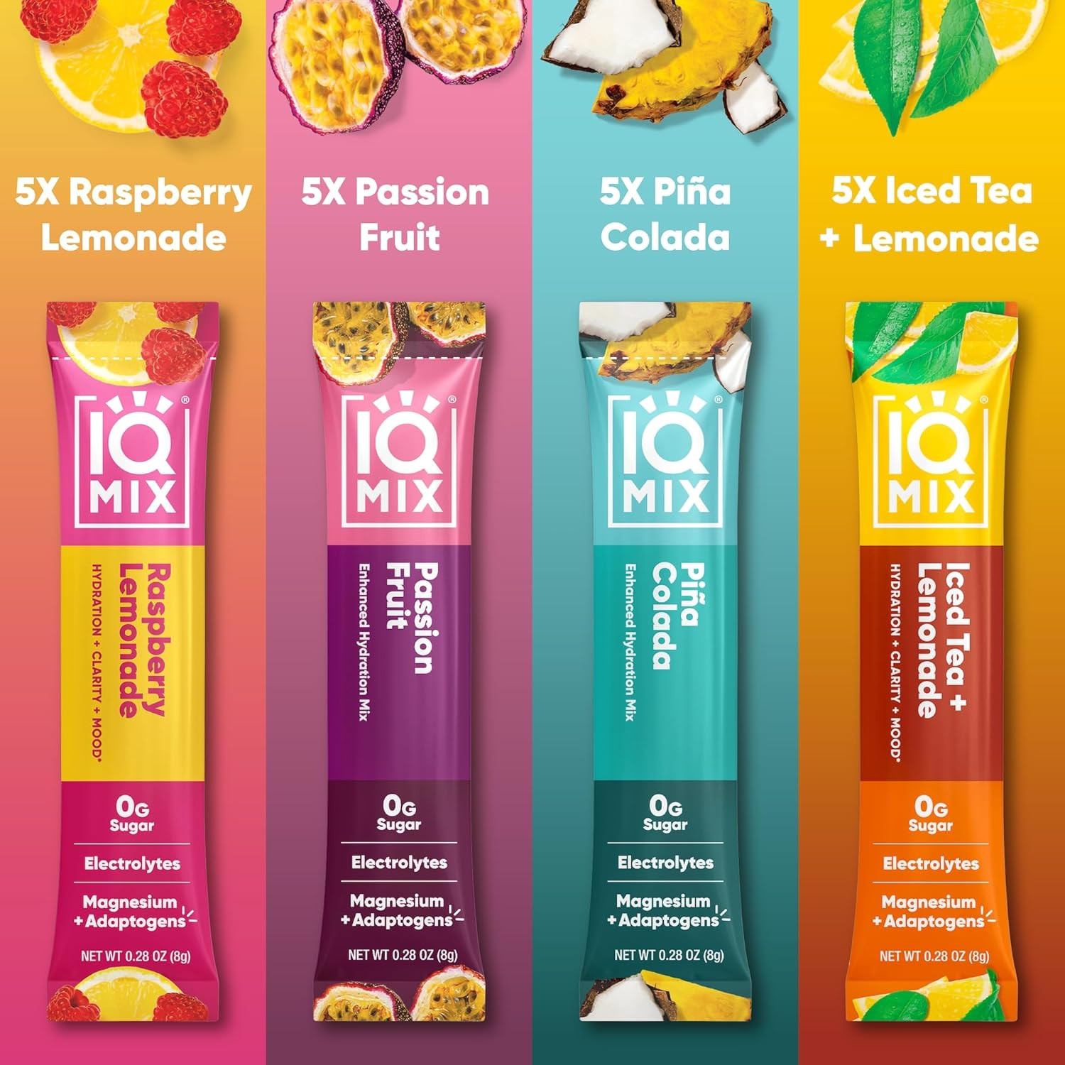 IQMIX Vacation Variety Electrolyte Powder, Sugar Free Keto Mix, 20ct