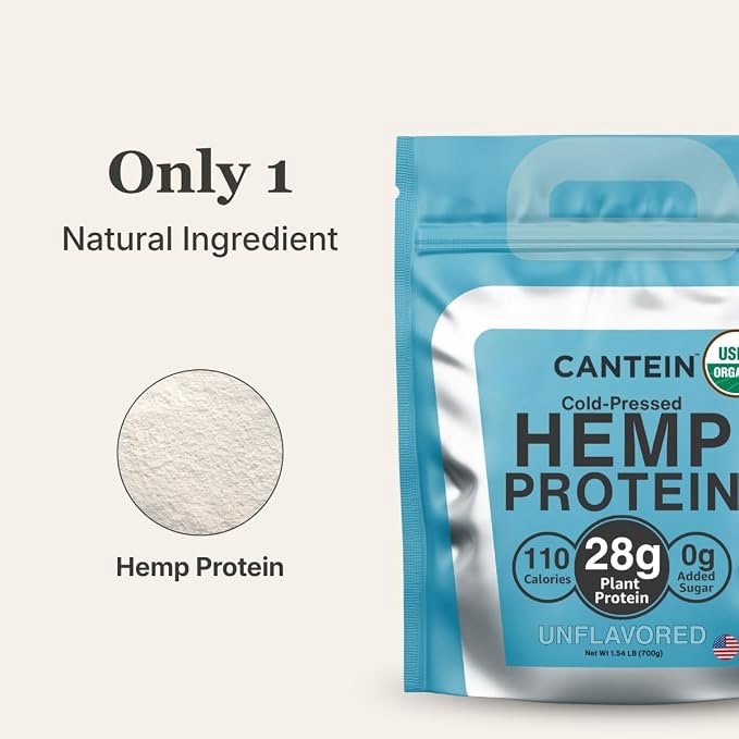 Organic Hemp Protein Powder, Vegan Plant Based, Unflavored, 700g