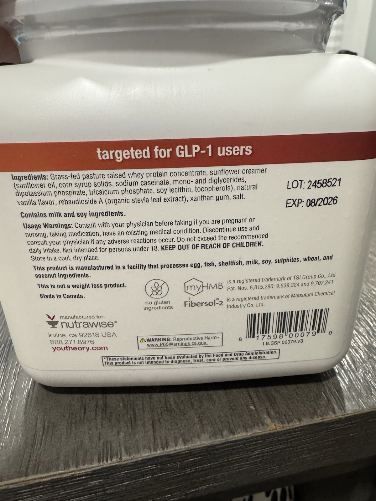 Youtheory Muscle Guard Protein Vanilla Whey Supplement 17.1 oz