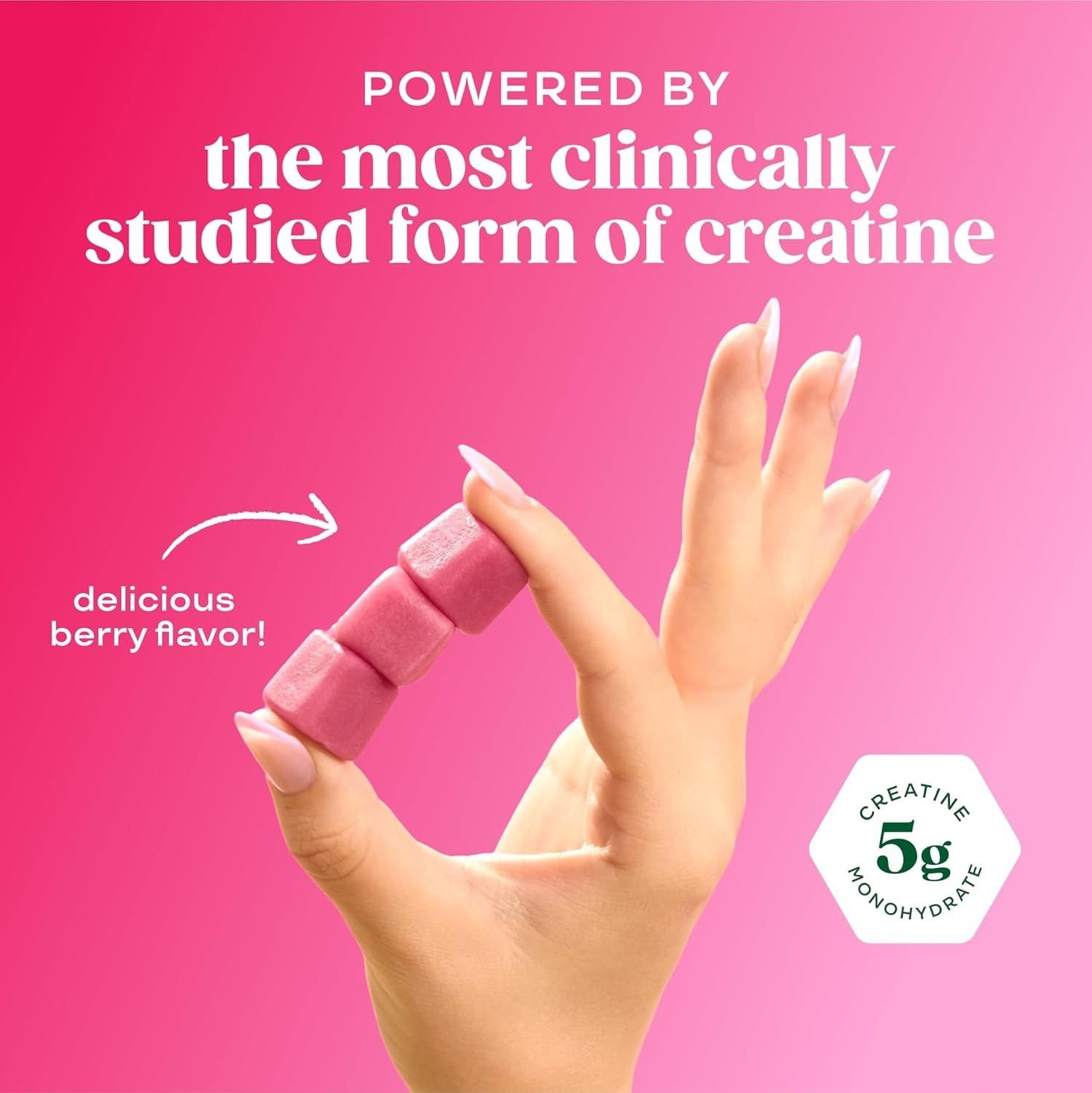 Women’s Creatine Monohydrate Gummies – Berry Boost, 36 Gummies for Strength
