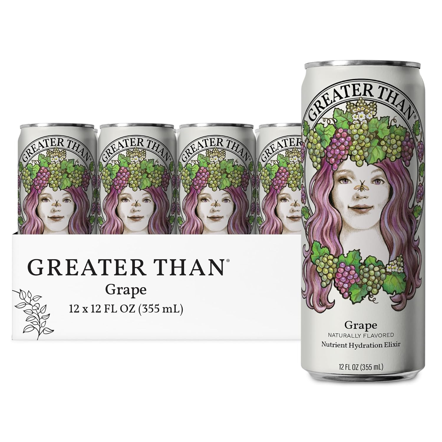 GREATER than Hydration for Her, Grape Coconut Enhanced Electrolyte, 12 Pack