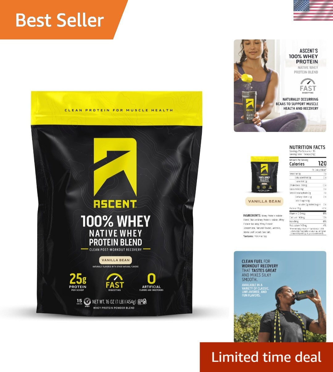 100% Whey Protein Isolate – 25g Protein, No Sugar, Gluten-Free Vanilla 1 lb