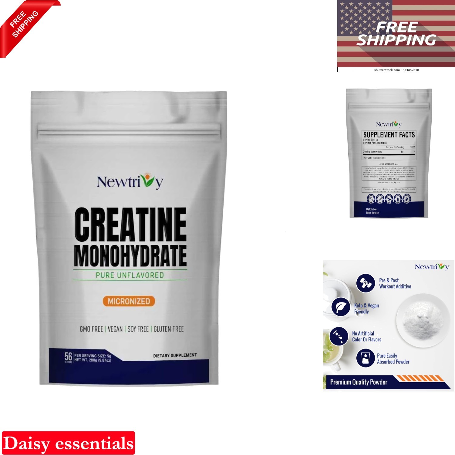 Creatine Monohydrate Powder Micronized Unflavored 280g for Muscle & Strength …