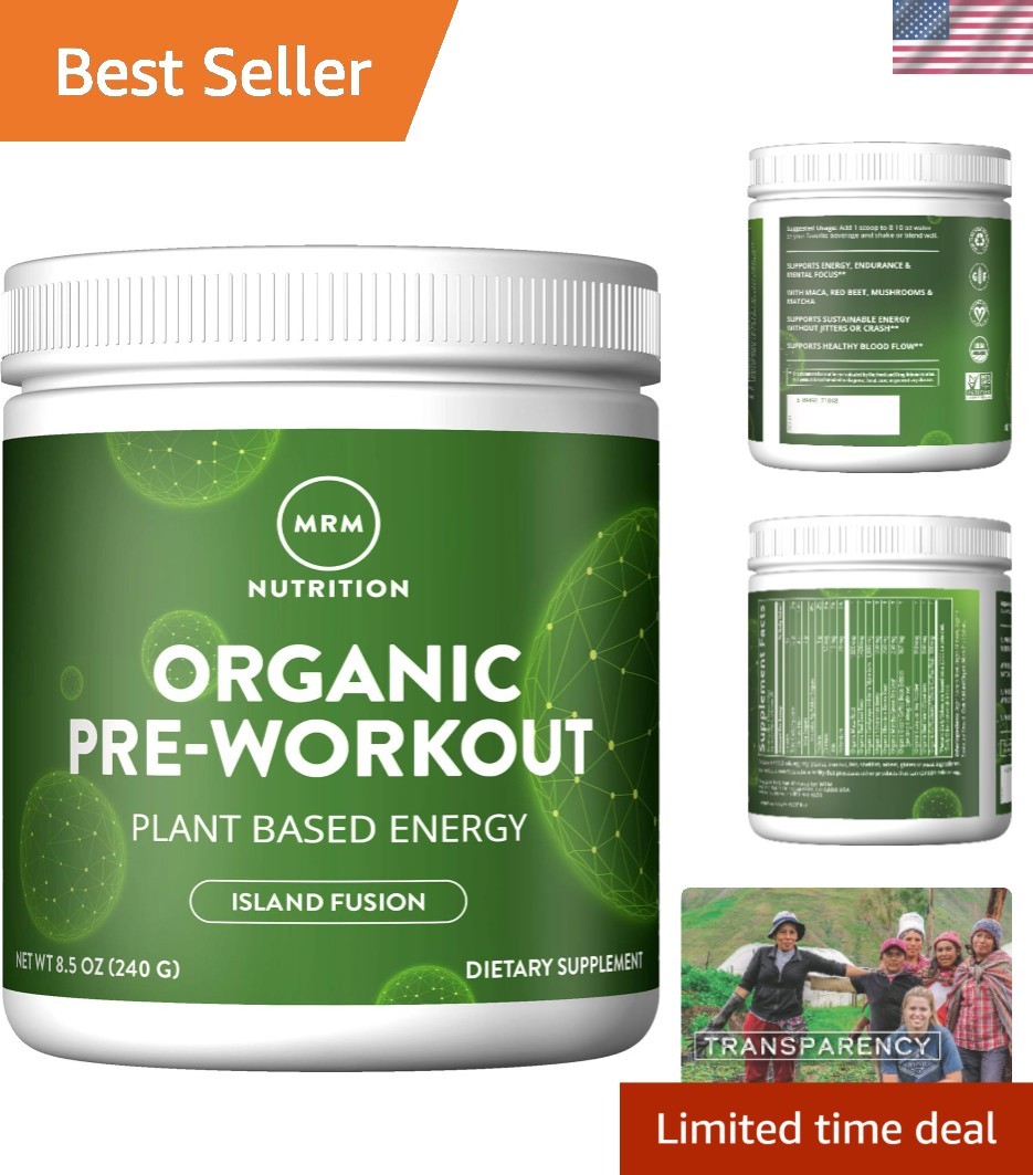 Nutrition Organic Pre-Workout Powder – Island Fusion – 20 Servings | 150mg Na…