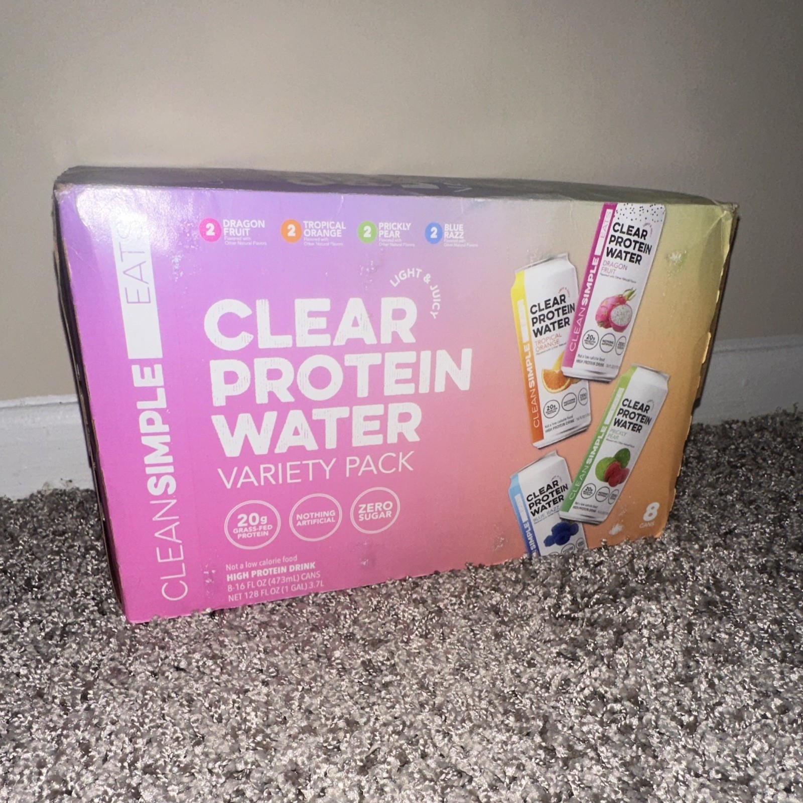 Clean Simple Eats Clear Protein Water Variety Pack, Zero Sugar, 8 Cans
