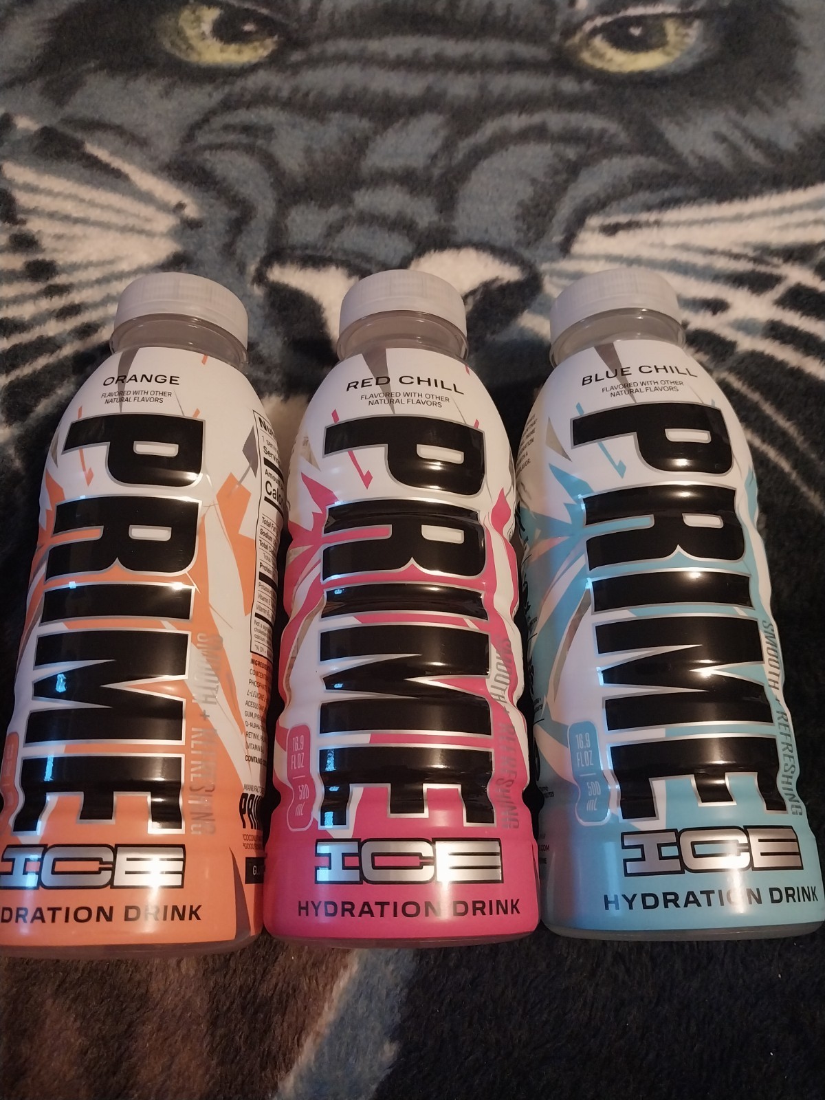 New Prime ICE Hydration Drink..Blue Chill, Red Chill Orange, 16.9 Sealed Bottles