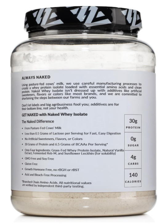 NAKED Vanilla Whey Isolate Protein, Grass-Fed, 24 Servings