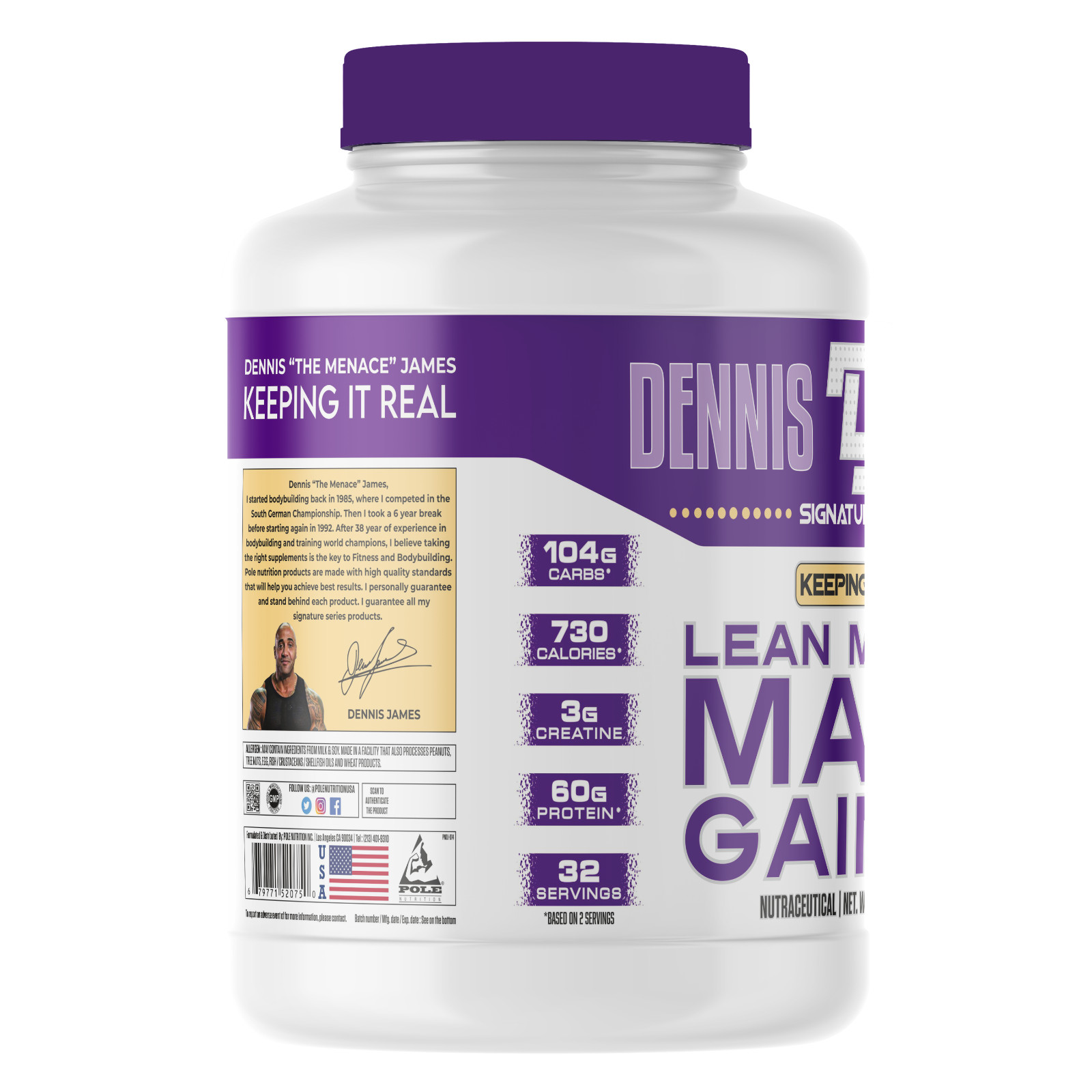 Dennis James Signature Series Lean Muscle Mass Gainer 7Lbs 32 Servings