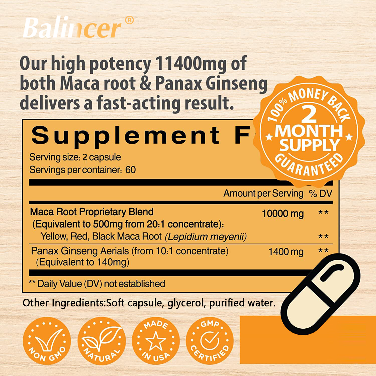 Maca Root & Ginseng Extract | Stamina | Mood | Energy for Men & Women