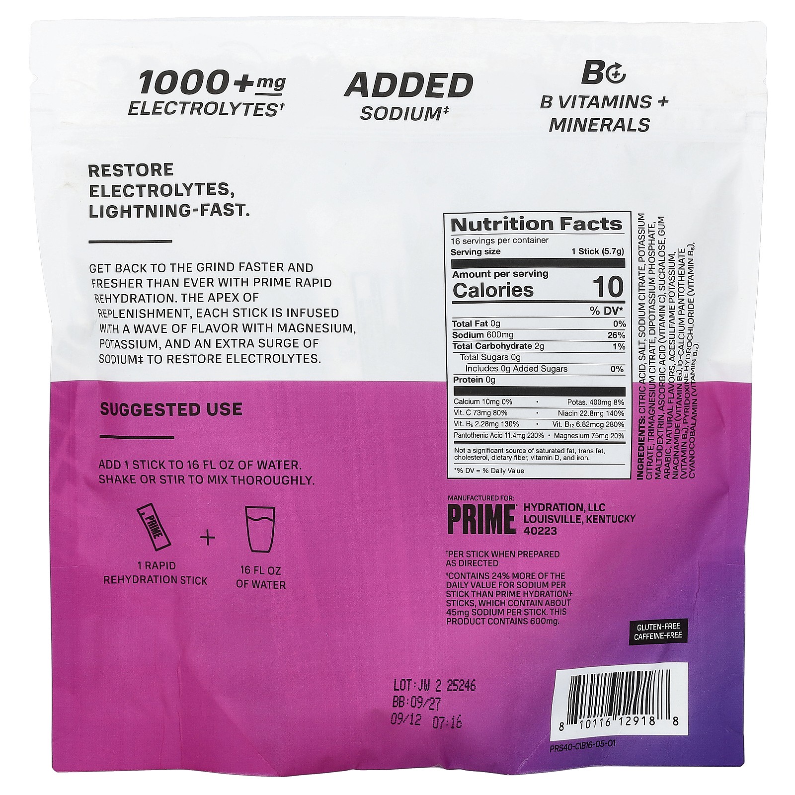 Rapid Rehydration, Electrolyte Drink Mix, Berry Citrus Rush, 16 Sticks, 0.2 oz