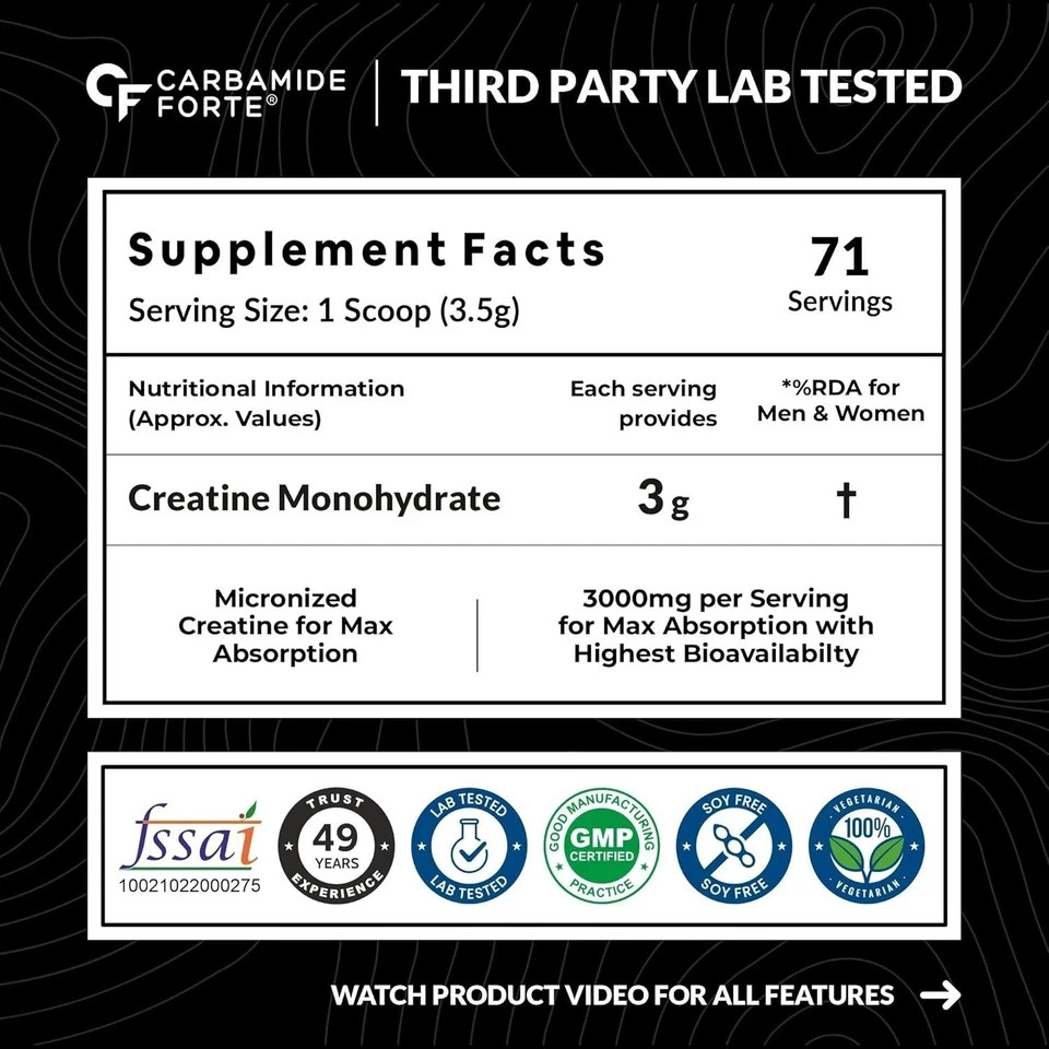 Creatine Monohydrate Powder 250g Strength & Energy For Men & Women Gym support